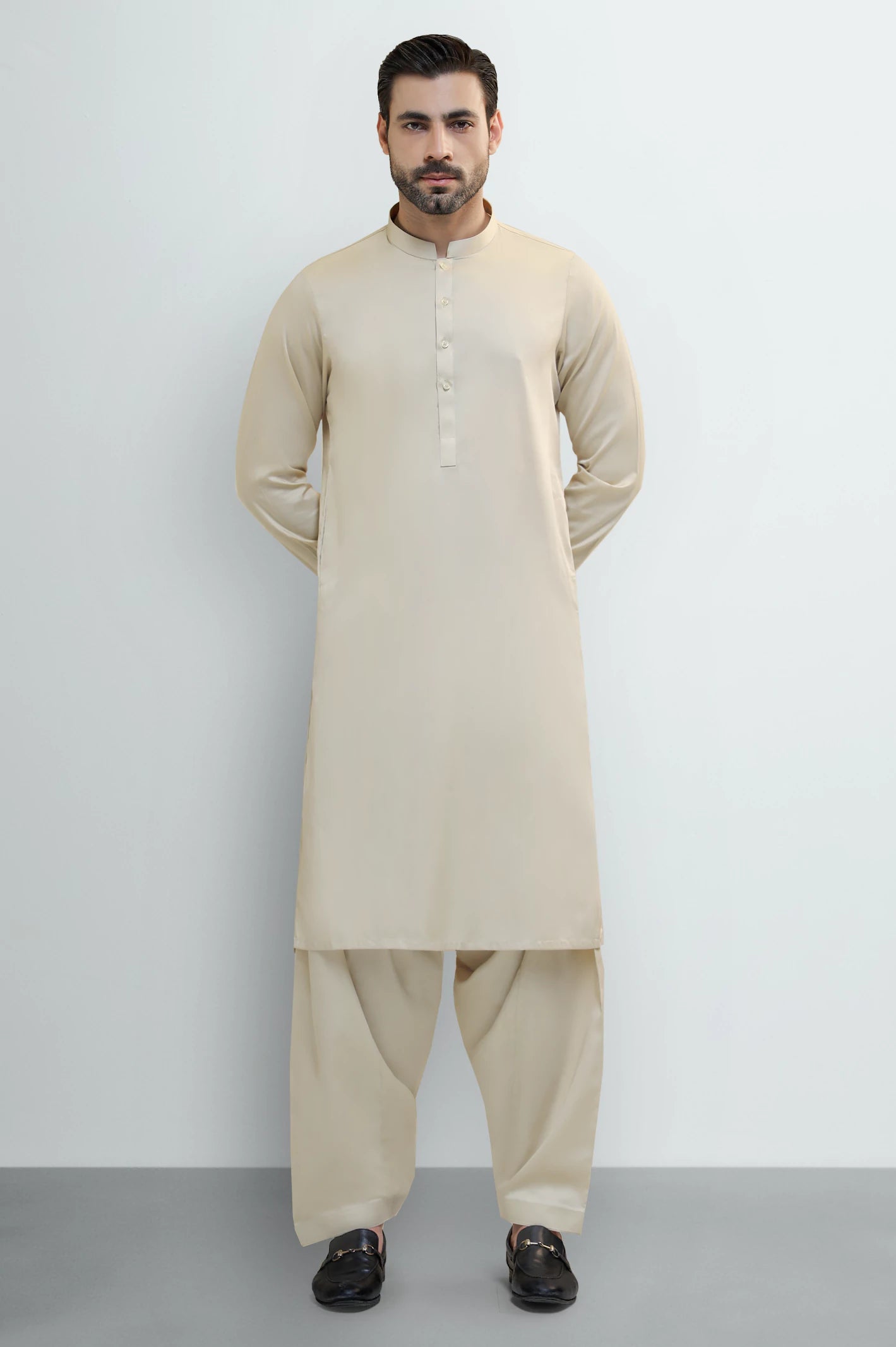 Dark Fawn Cotton Shalwar Kameez - Image 2