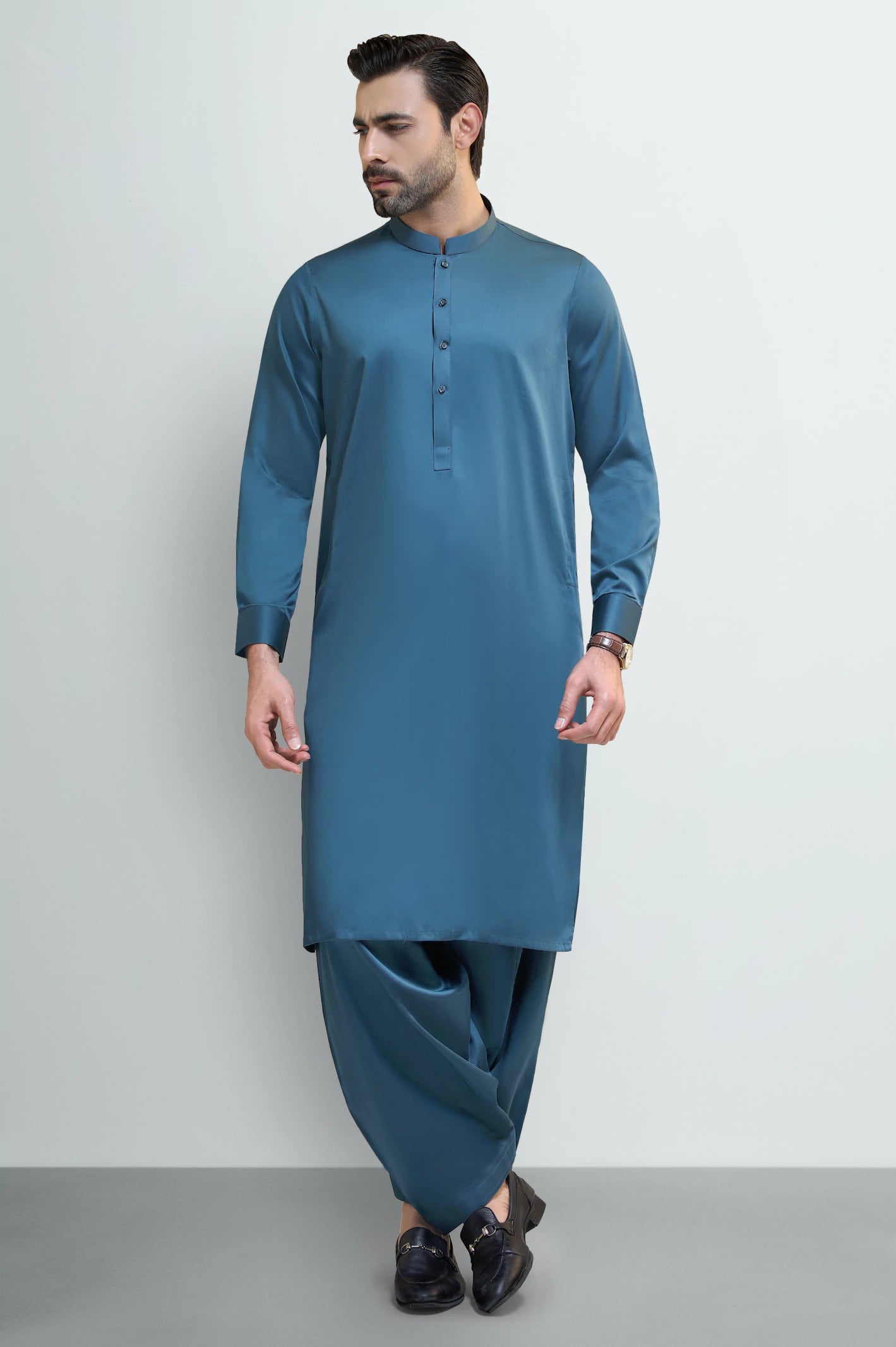 Dark Green Cotton Shalwar Kameez - Image 2