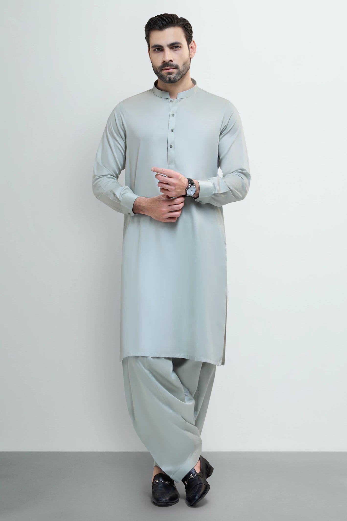 Light Green Cotton Shalwar Kameez - Image 2