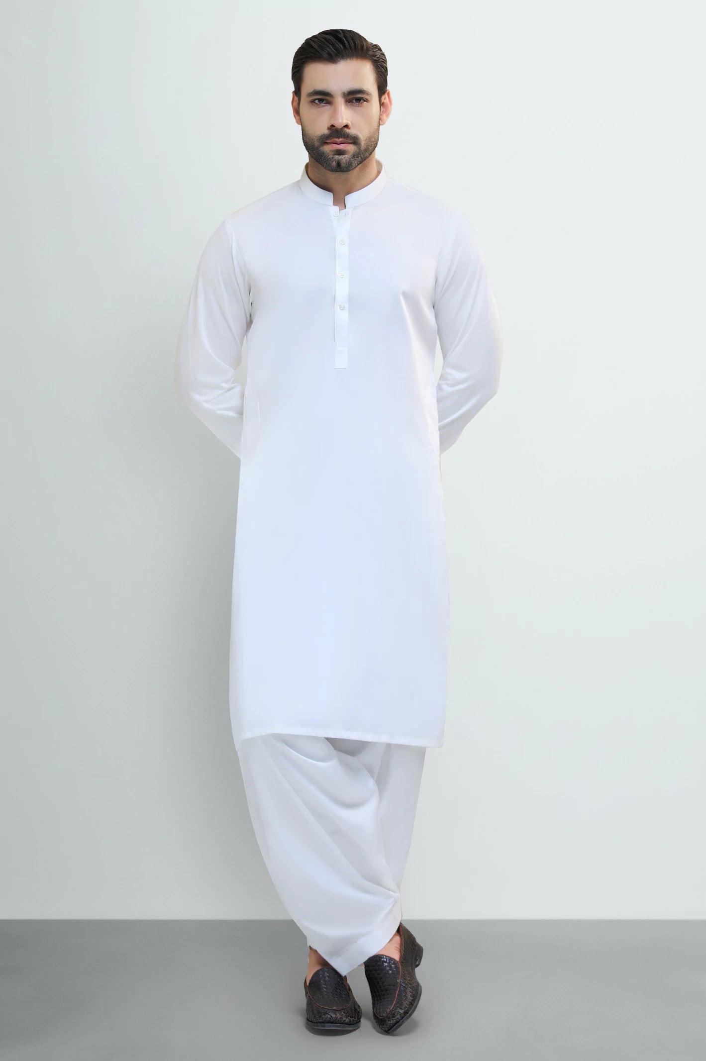 Off White Cotton Shalwar Kameez - Image 2