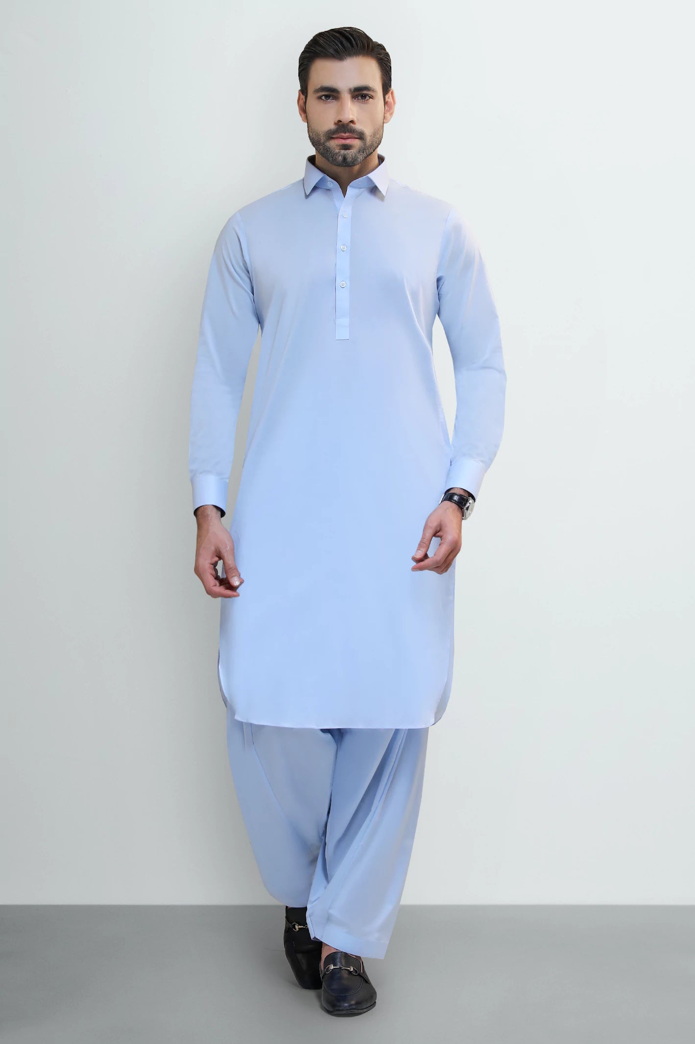 Light Blue Cotton Shalwar Kameez - Image 2