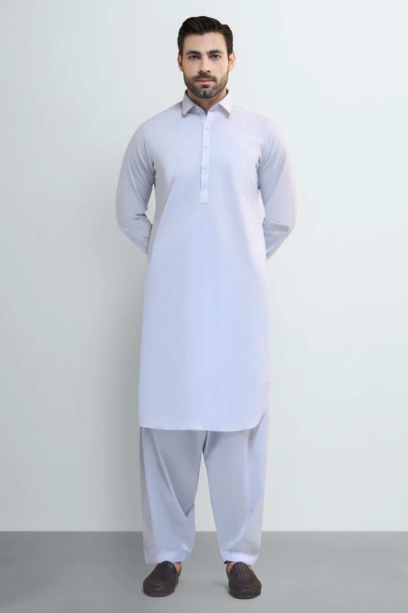 Light Grey Cotton Shalwar Kameez - Image 2