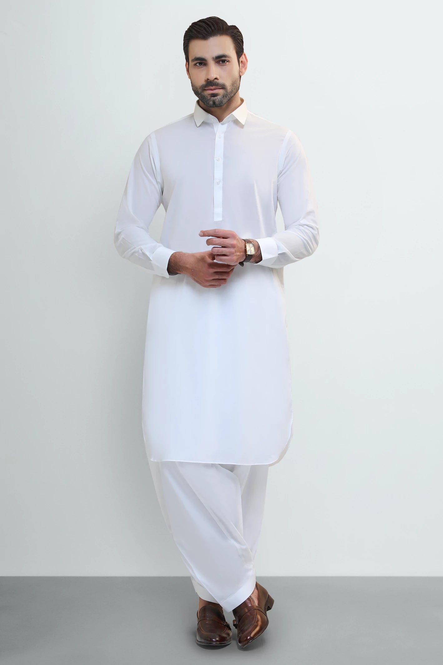Off White Cotton Shalwar Kameez - Image 2