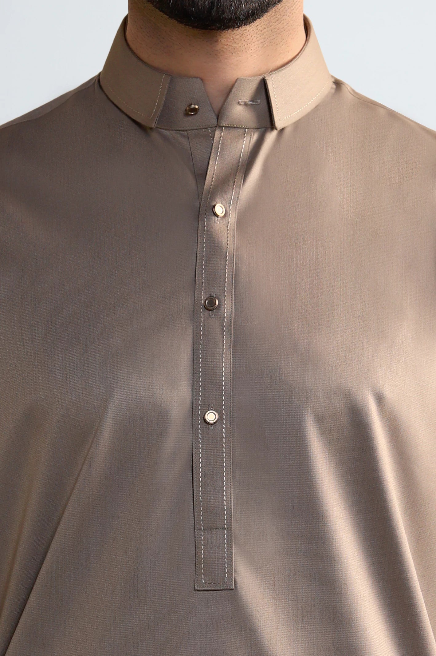 Brown Wash & Wear Shalwar Kameez - Image 3