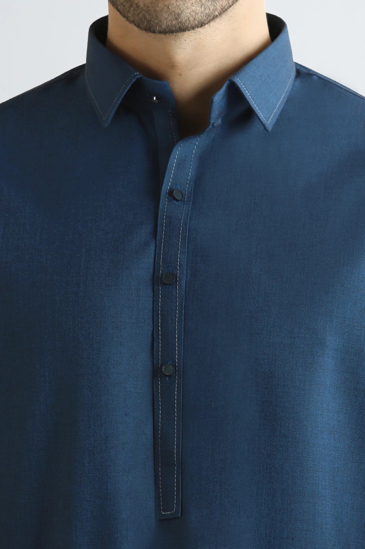 Dark Blue Wash & Wear Shalwar Kameez - Image 3