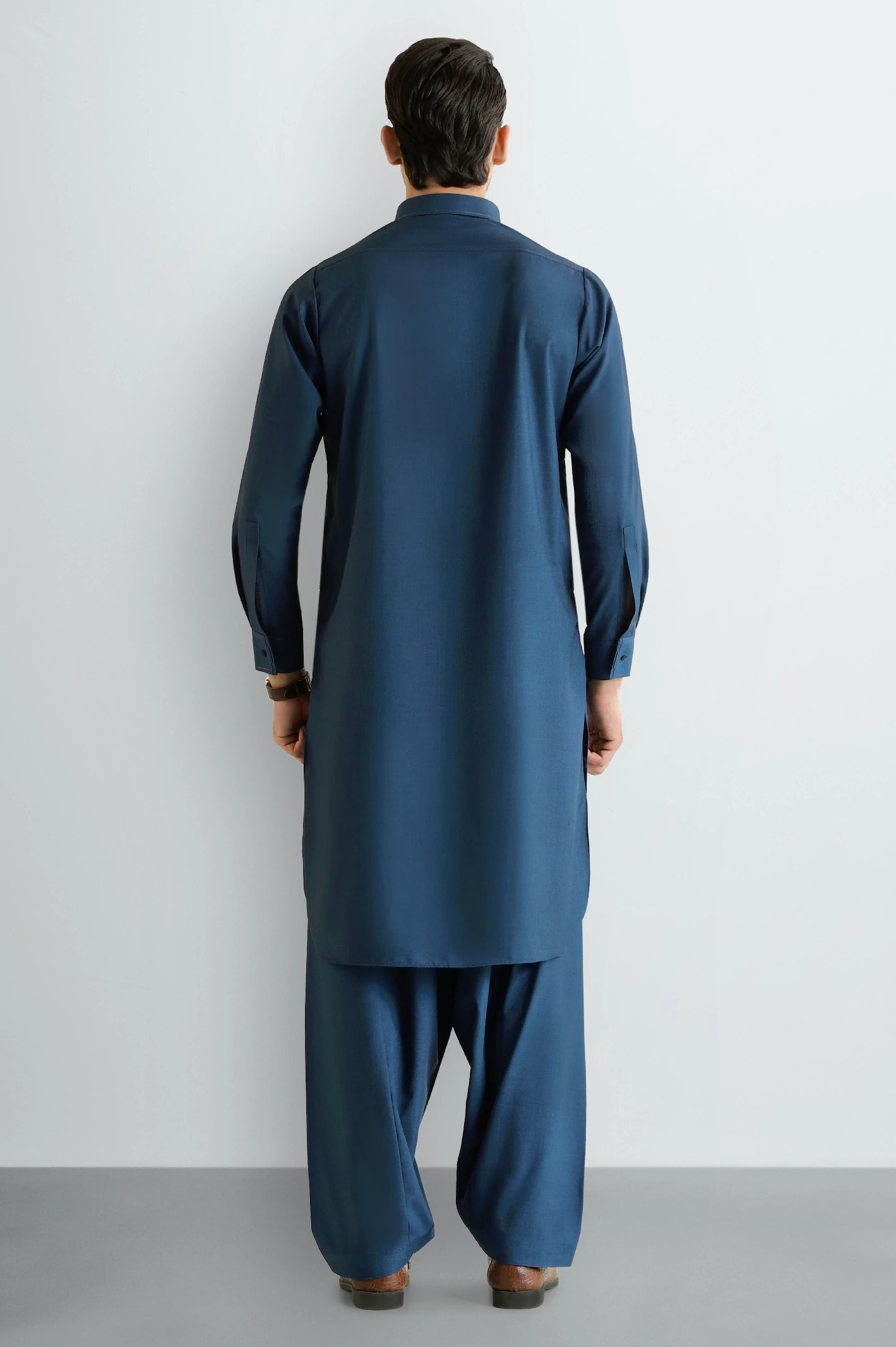 Dark Blue Wash & Wear Shalwar Kameez - Image 4