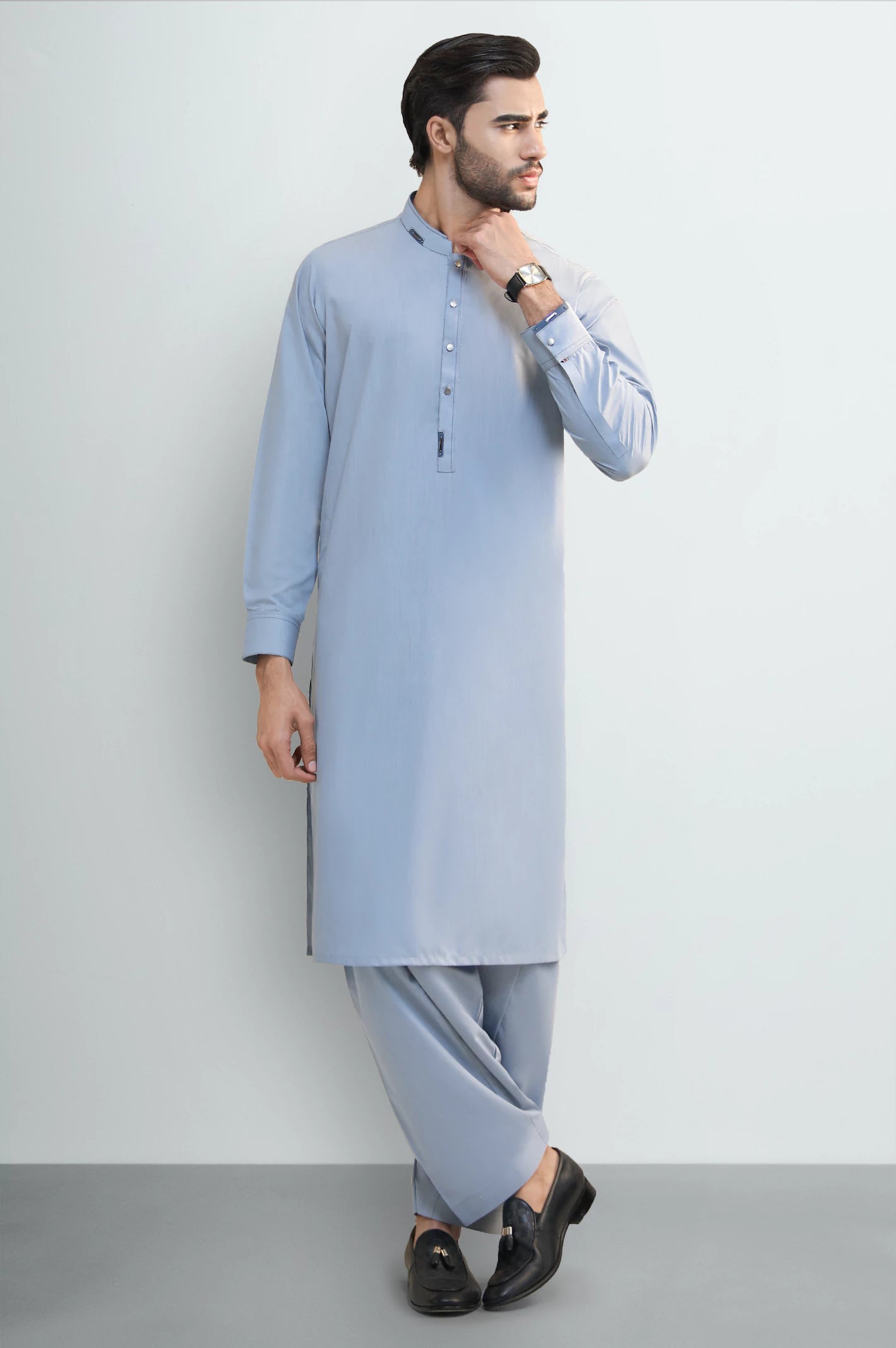 Blue Wash & Wear Shalwar Kameez - Image 2