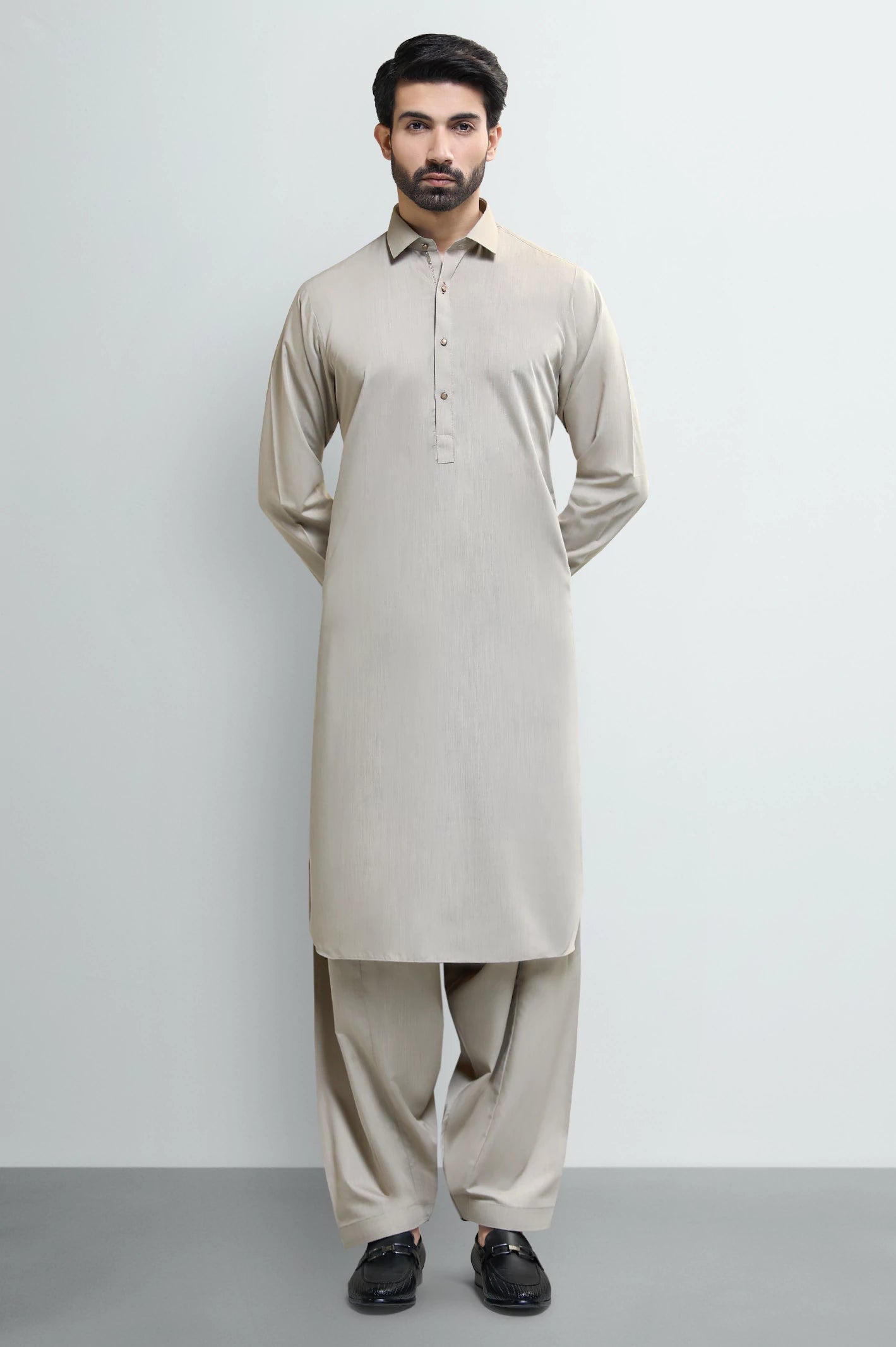 Beige Wash & Wear Shalwar Kameez - Image 2