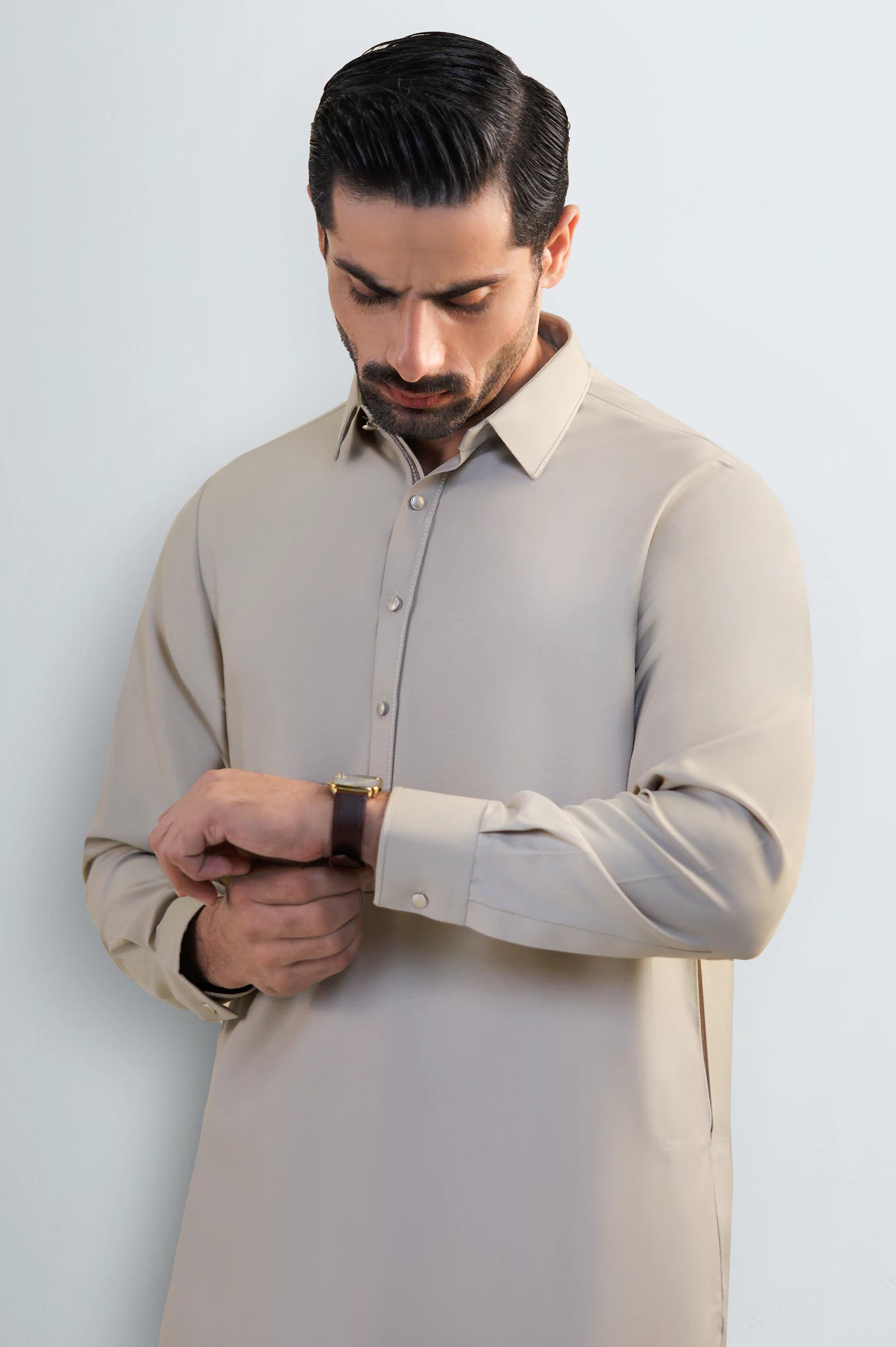 Khaki Wash & Wear Shalwar Kameez