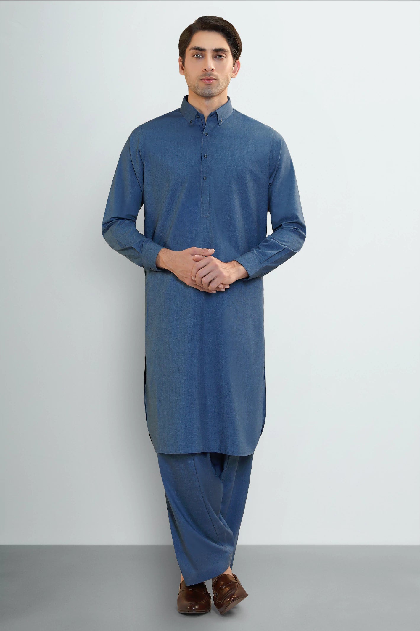 Blue Wash & Wear Shalwar Kameez - Image 2