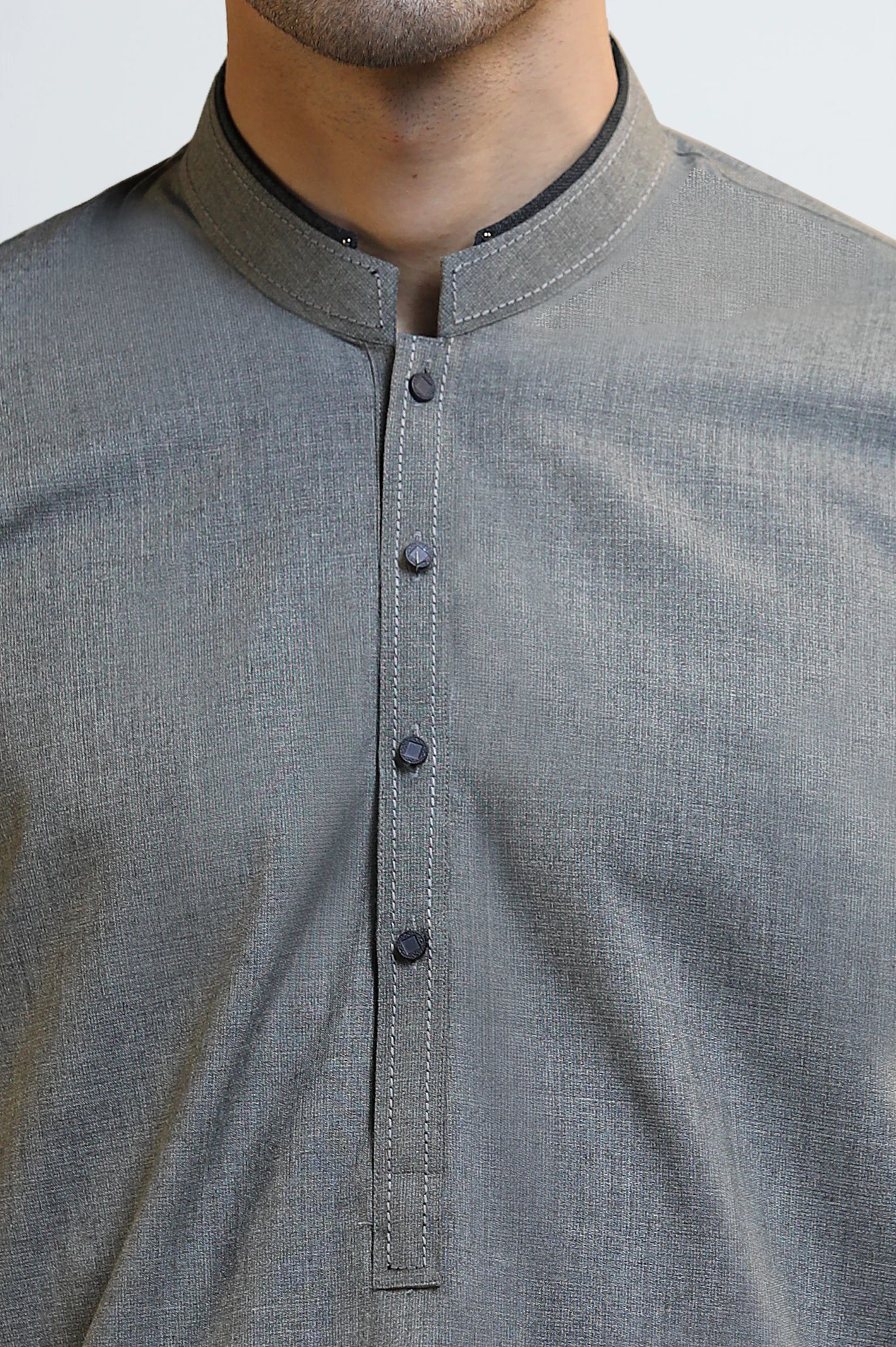 Light Grey Wash & Wear Shalwar Kameez - Image 3