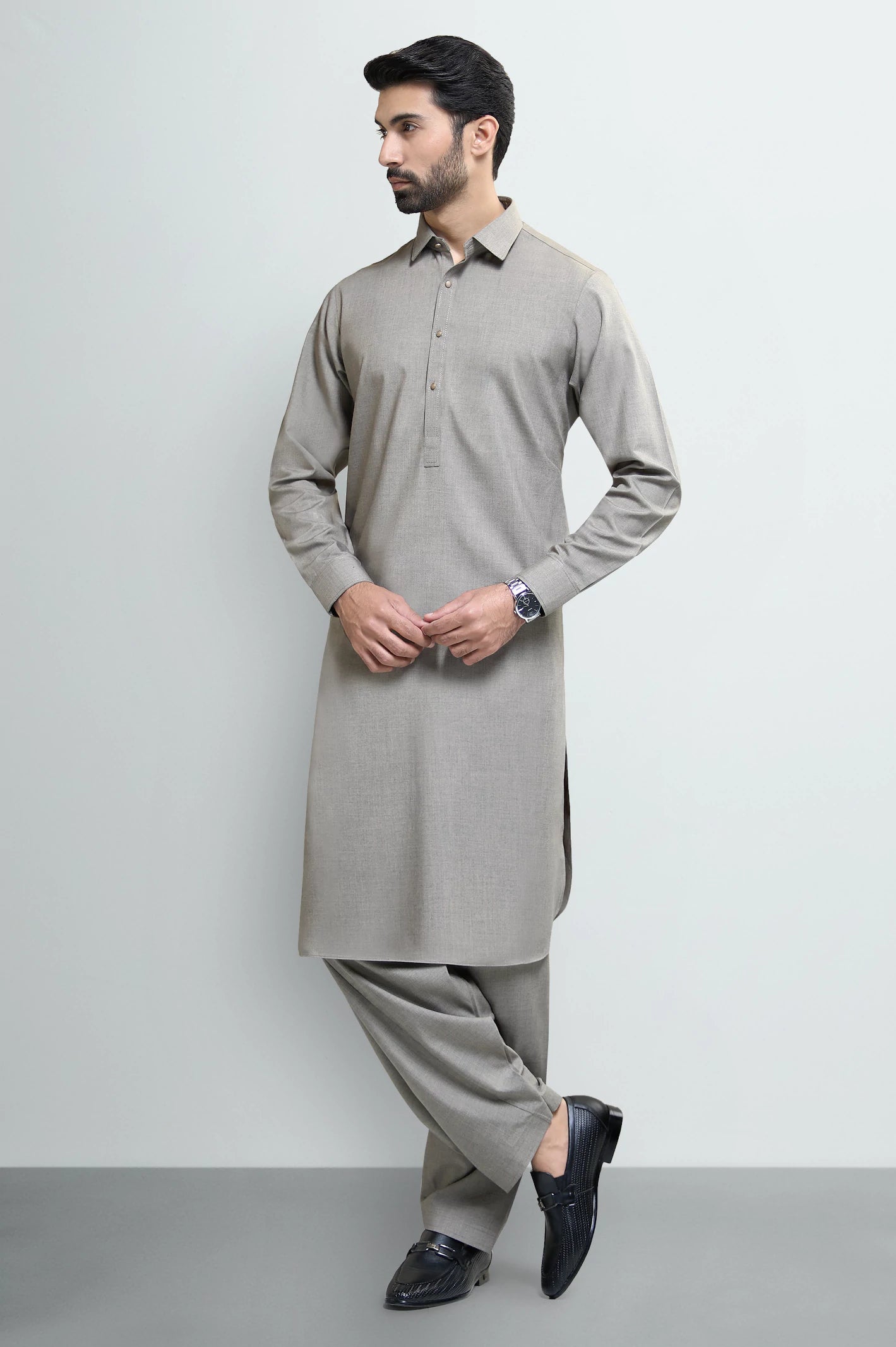 Light Brown Wash & Wear Shalwar Kameez - Image 2
