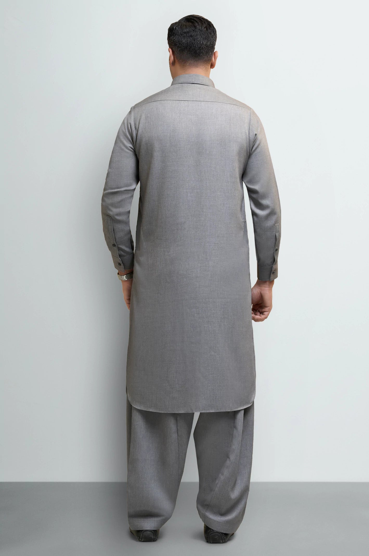 Light Grey Wash & Wear Shalwar Kameez - Image 4