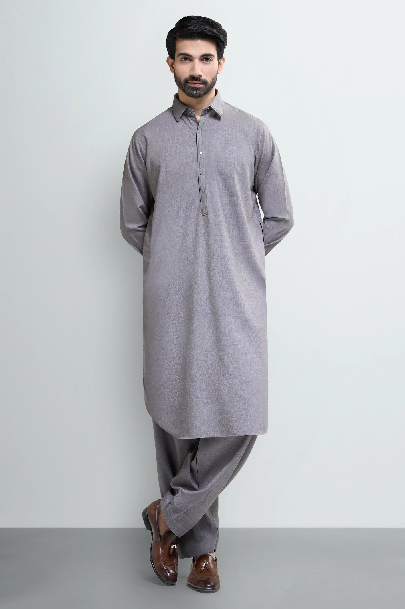 Light Brown Wash & Wear Shalwar Kameez - Image 2