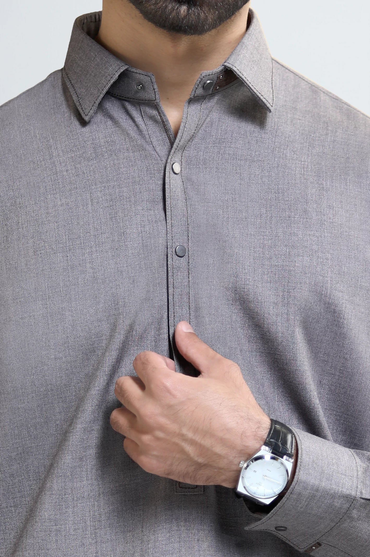 Light Brown Wash & Wear Shalwar Kameez - Image 3