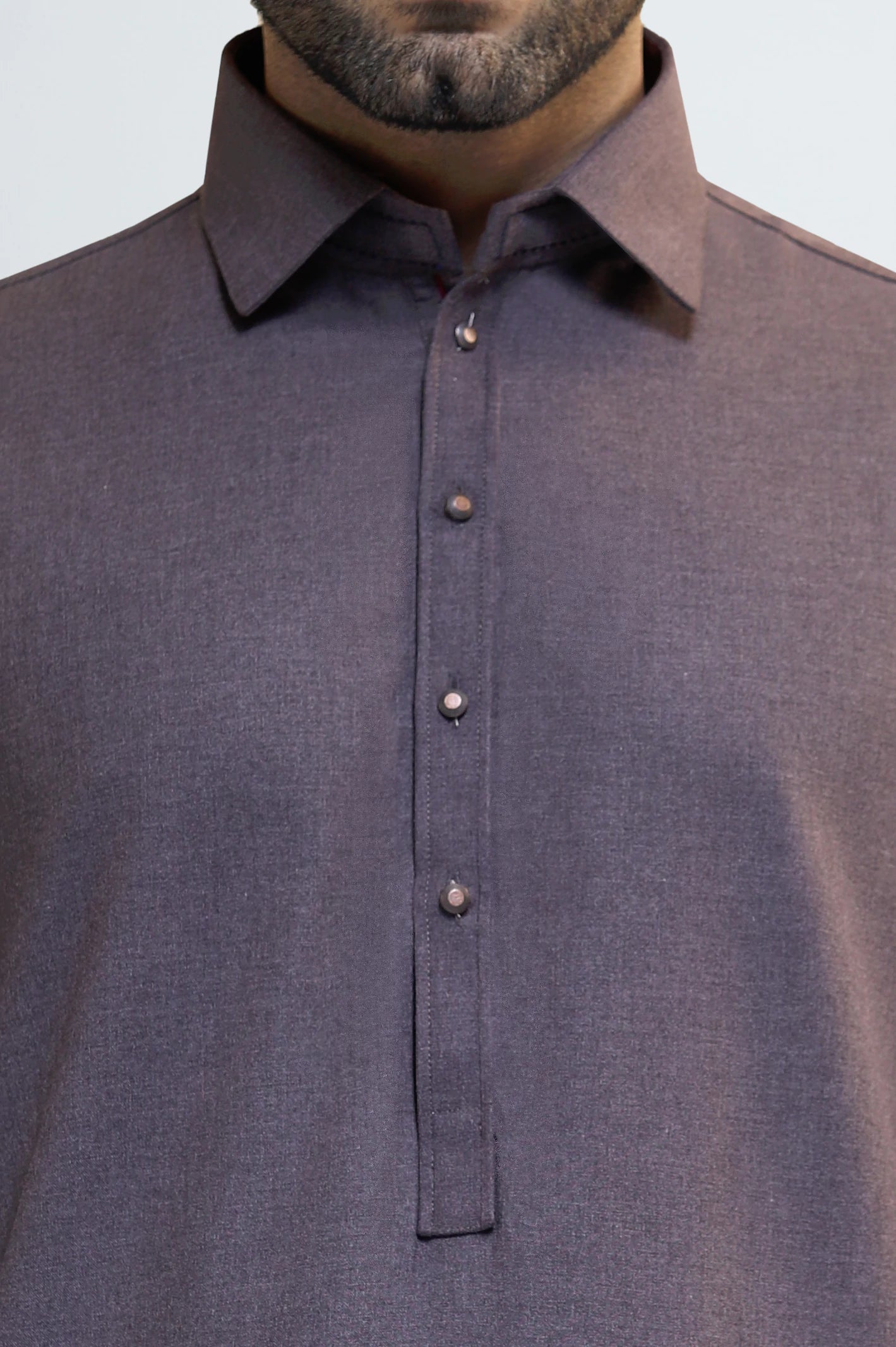 Brown Wash & Wear Shalwar Kameez - Image 3