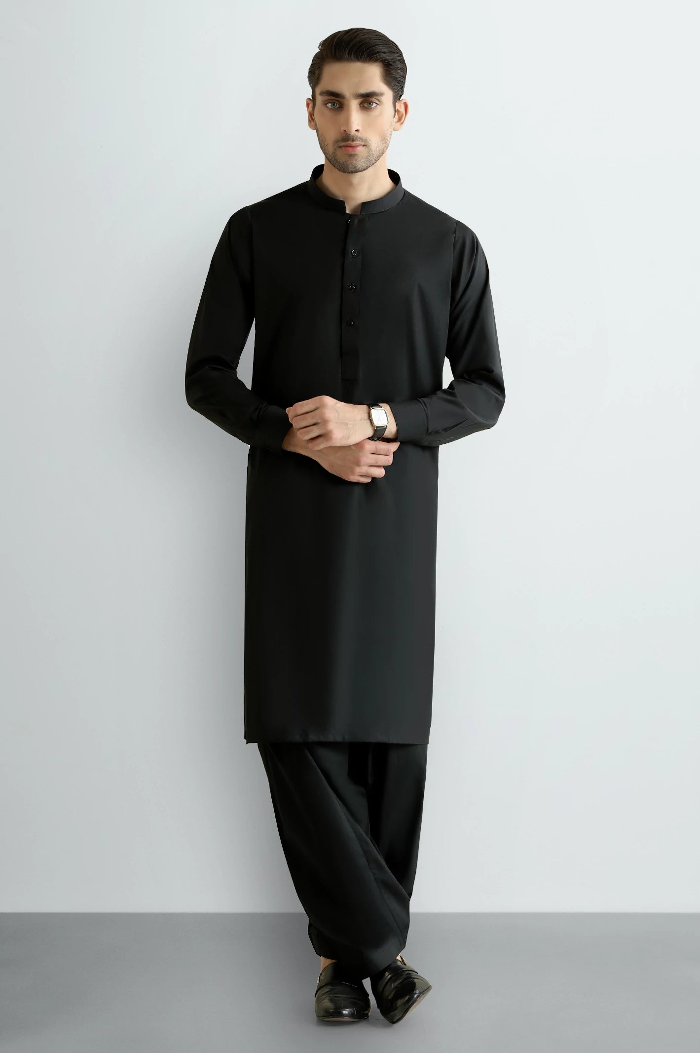 Black Wash & Wear Shalwar Kameez - Image 2