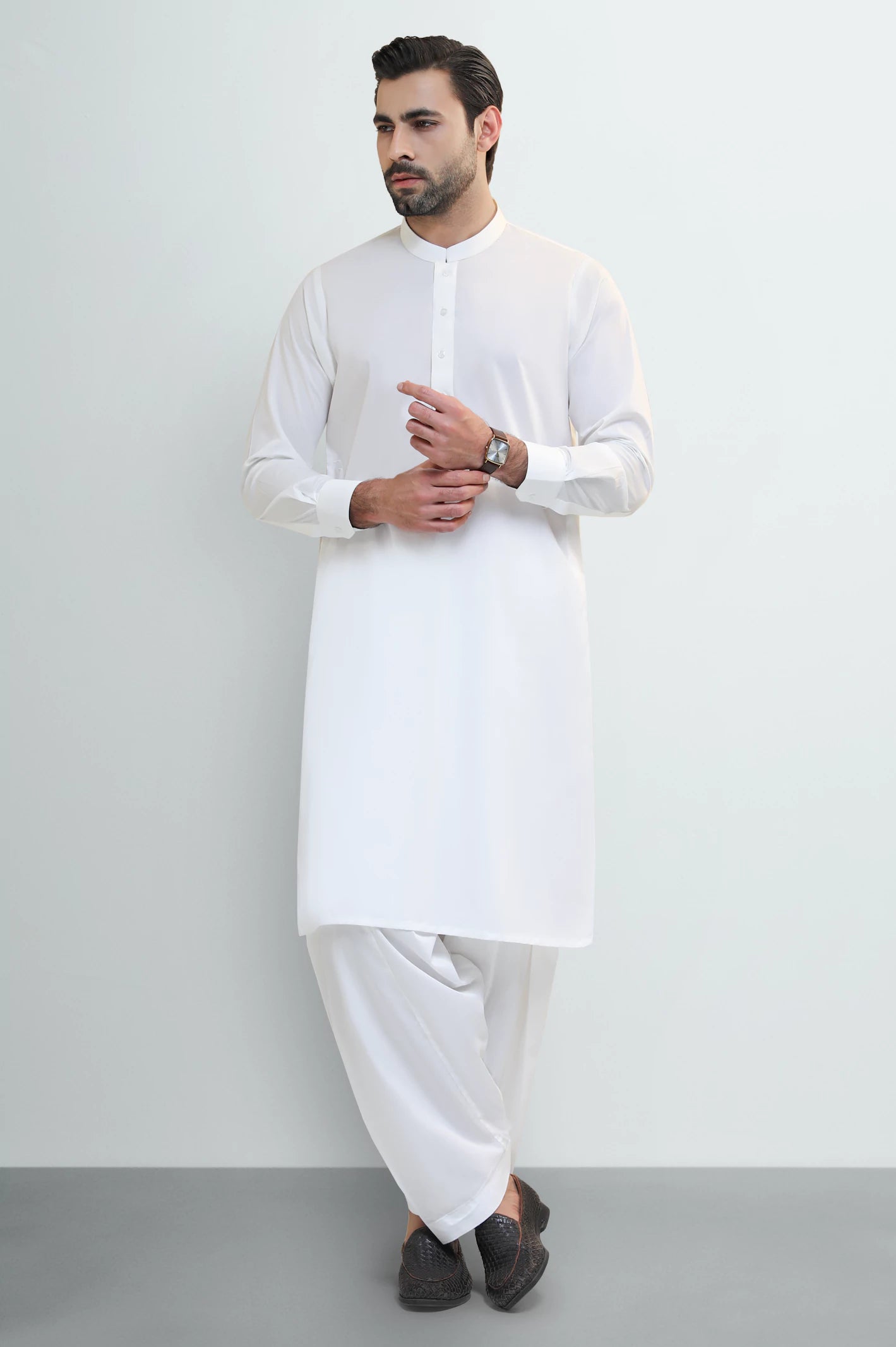Cream Wash & Wear Shalwar Kameez - Image 2