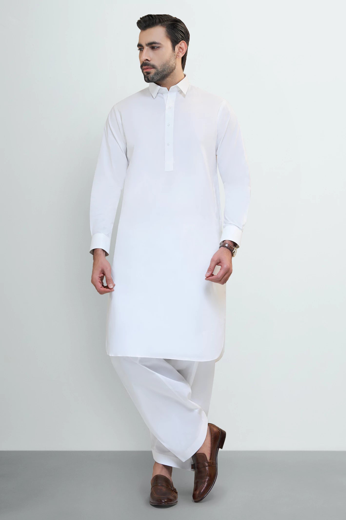 Cream Cotton Shalwar Kameez - Image 2