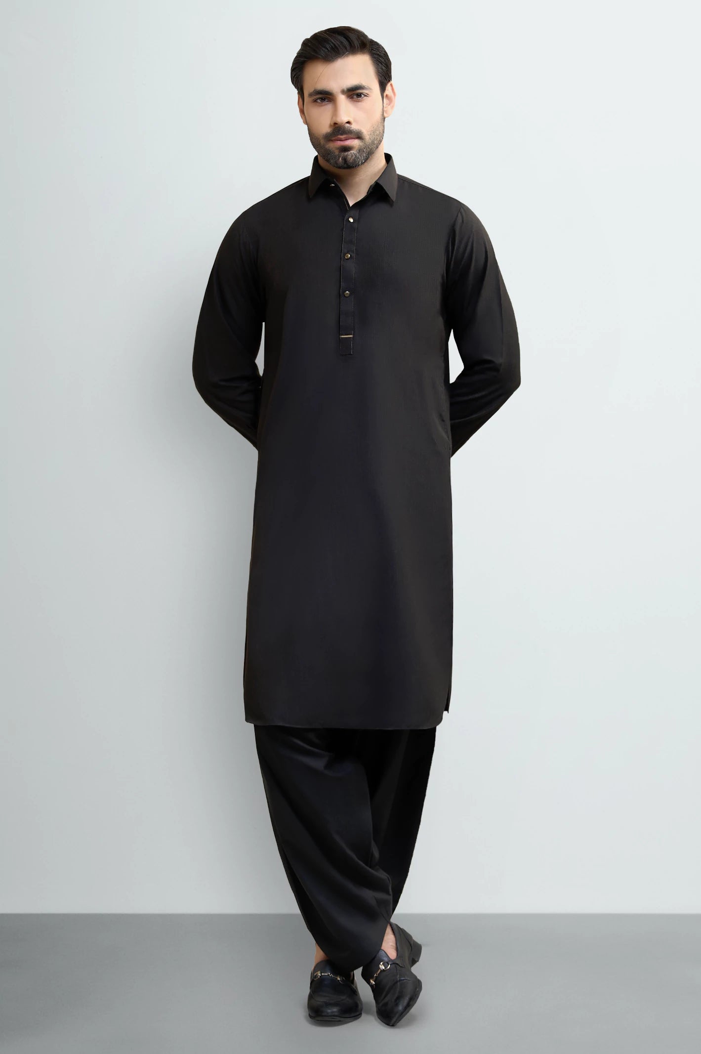 Black Wash & Wear Shalwar Kameez - Image 2