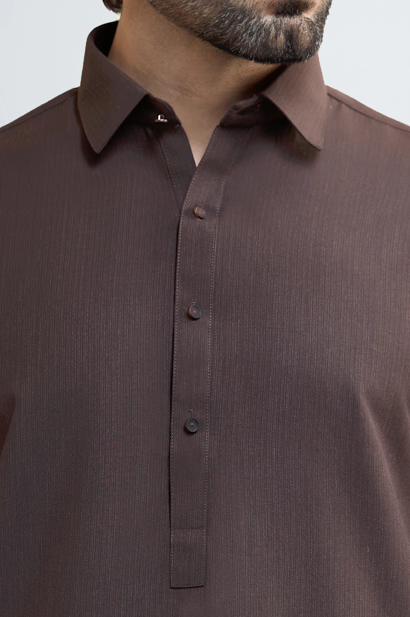 Brown Wash & Wear Shalwar Kameez - Image 3