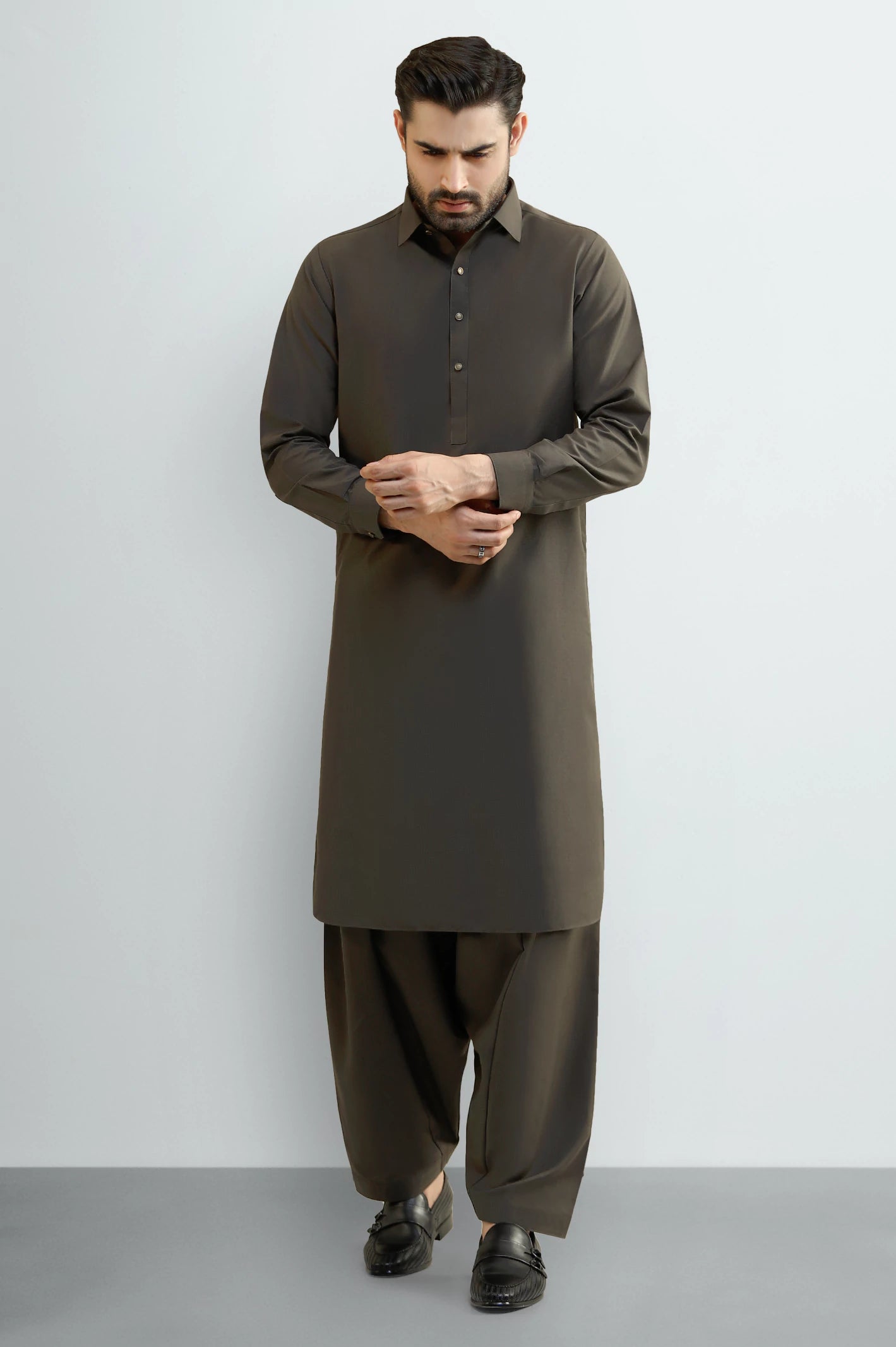 Olive Wash & Wear Shalwar Kameez - Image 2