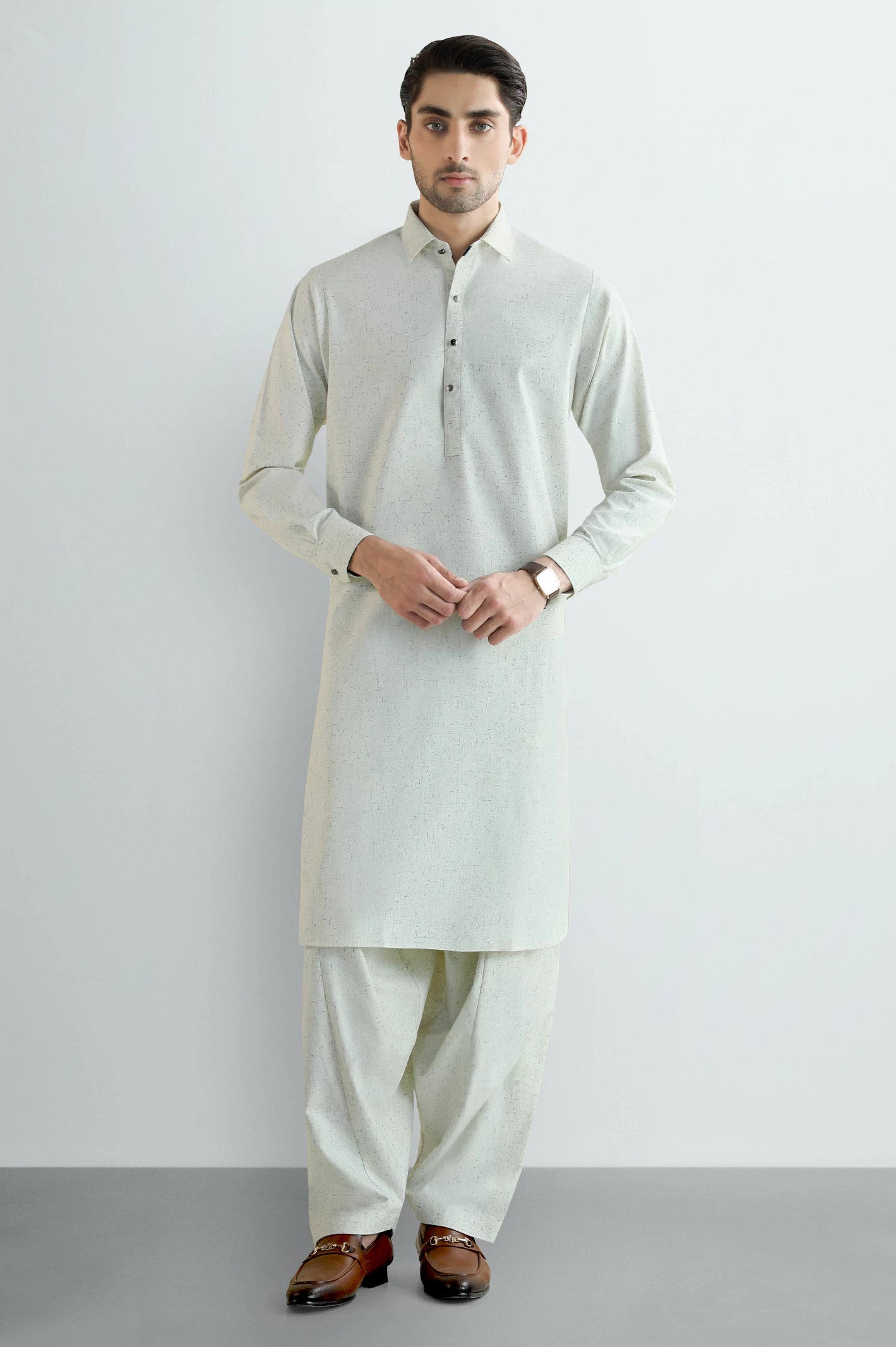 Cream Wash & Wear Shalwar Kameez - Image 2