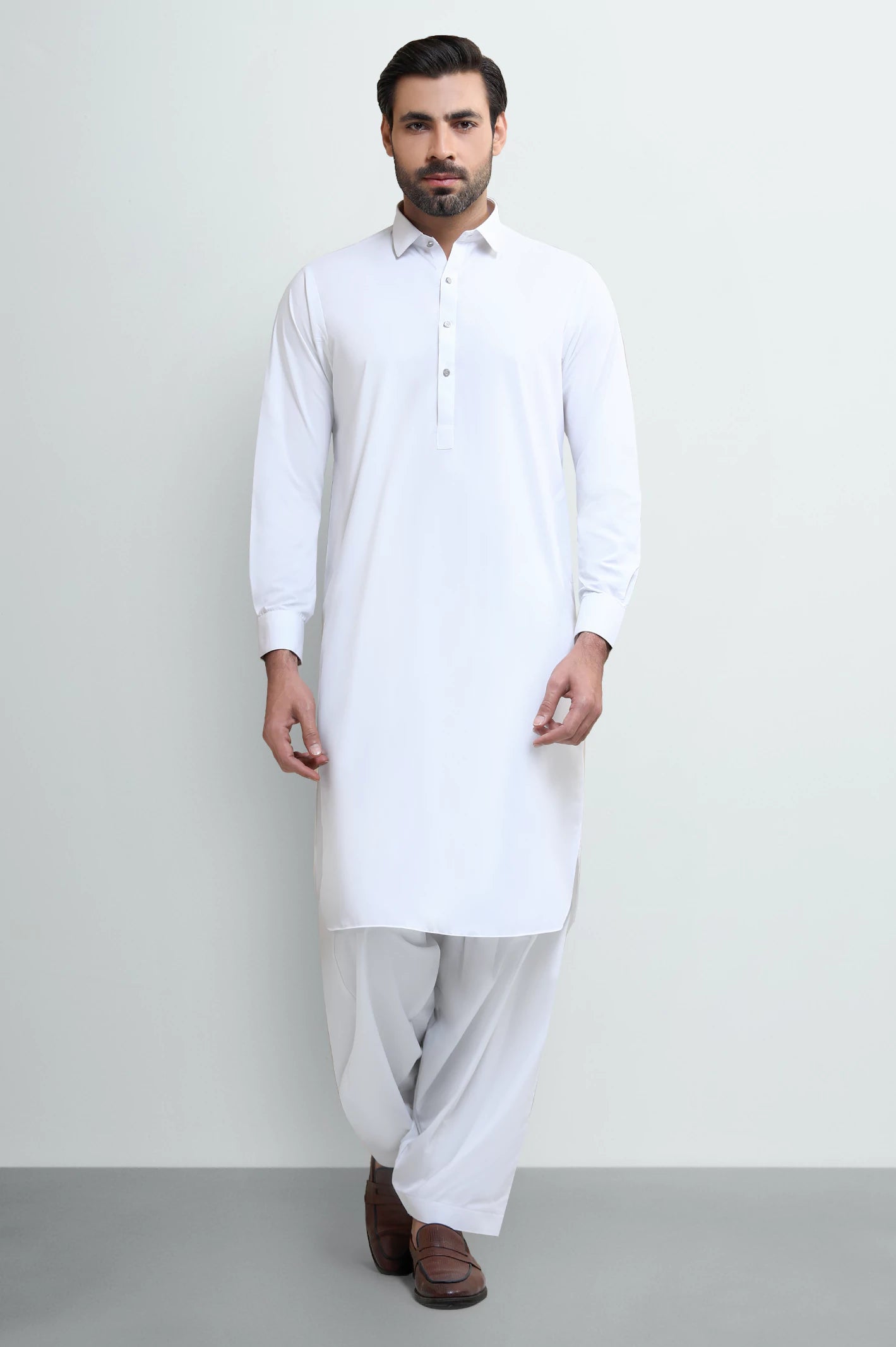 Off White Wash & Wear Shalwar Kameez - Image 3