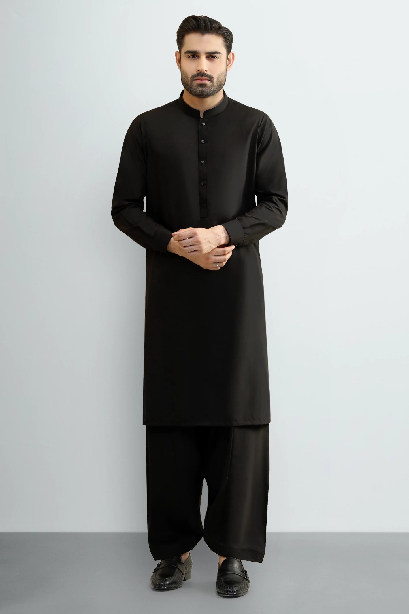Black Wash & Wear Shalwar Kameez - Image 2