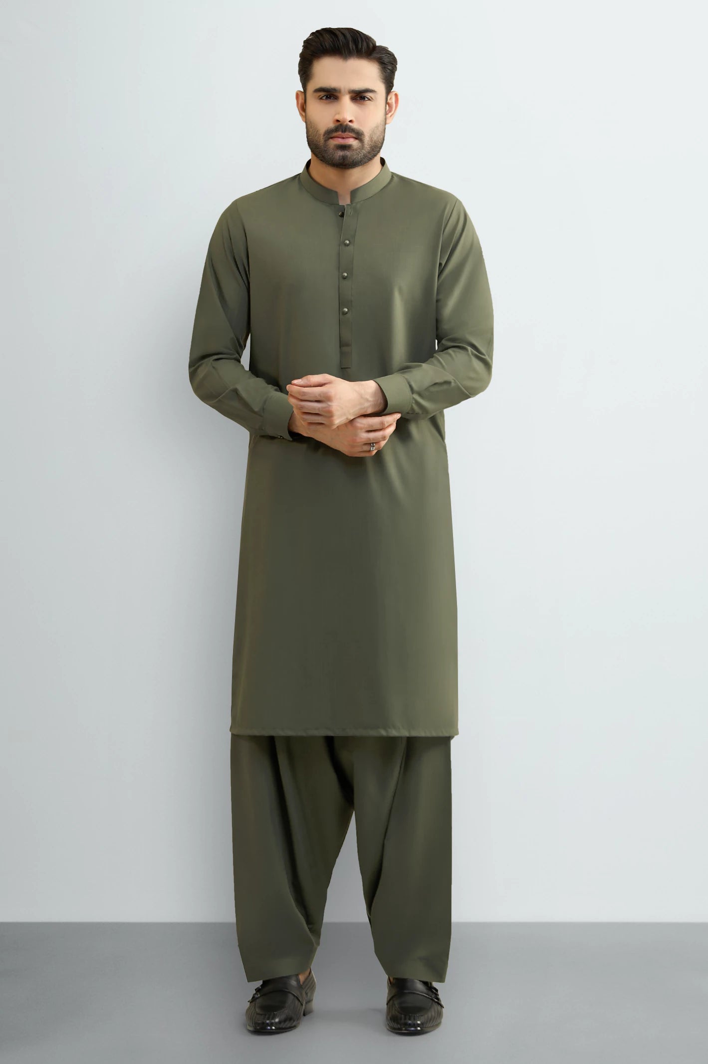 Green Wash & Wear Shalwar Kameez - Image 2