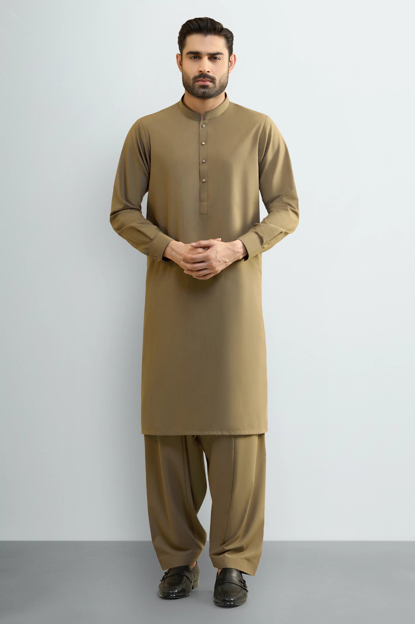 Light Brown Wash & Wear Shalwar Kameez - Image 2