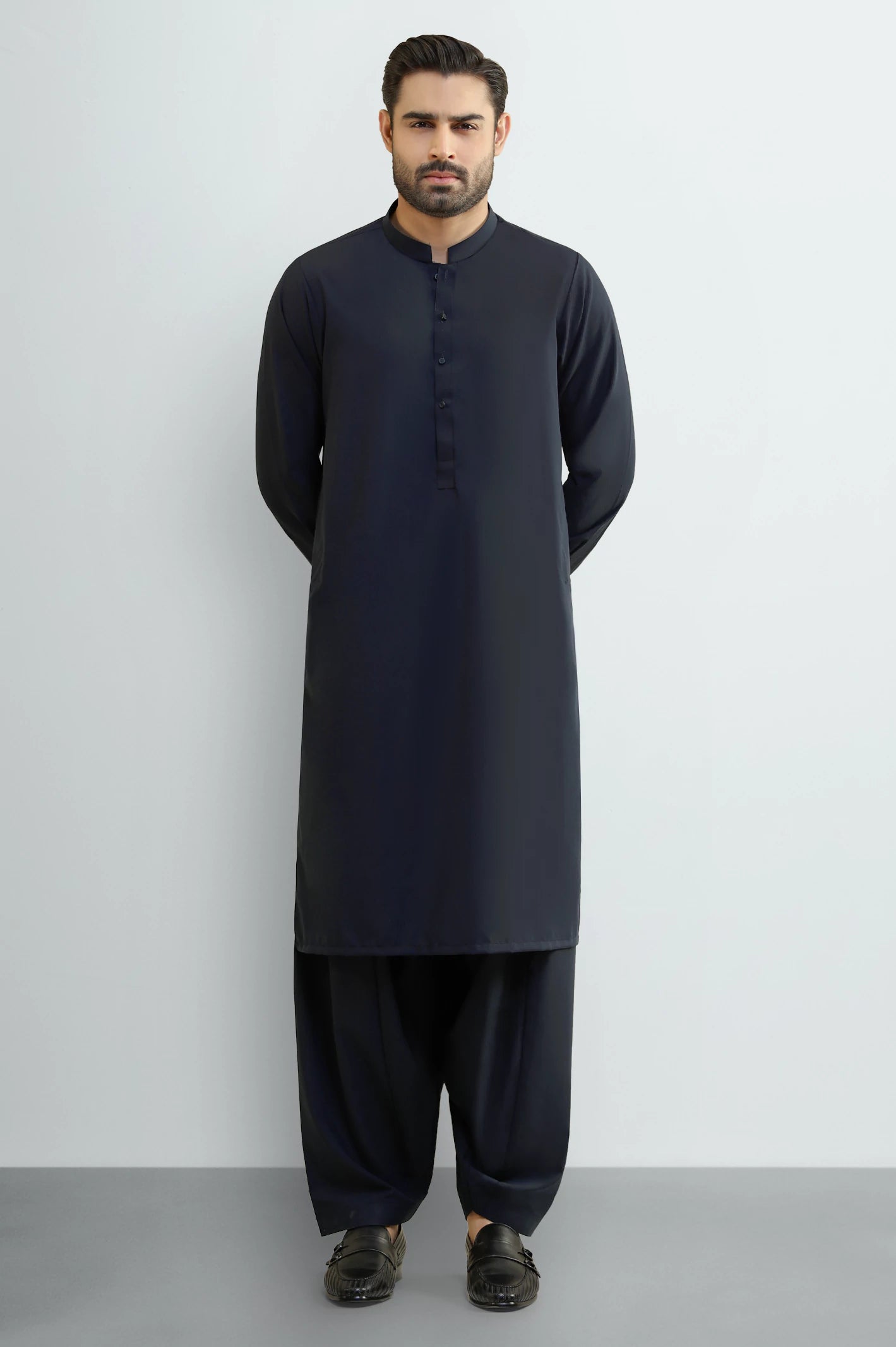Navy Blue Wash & Wear Shalwar Kameez - Image 2
