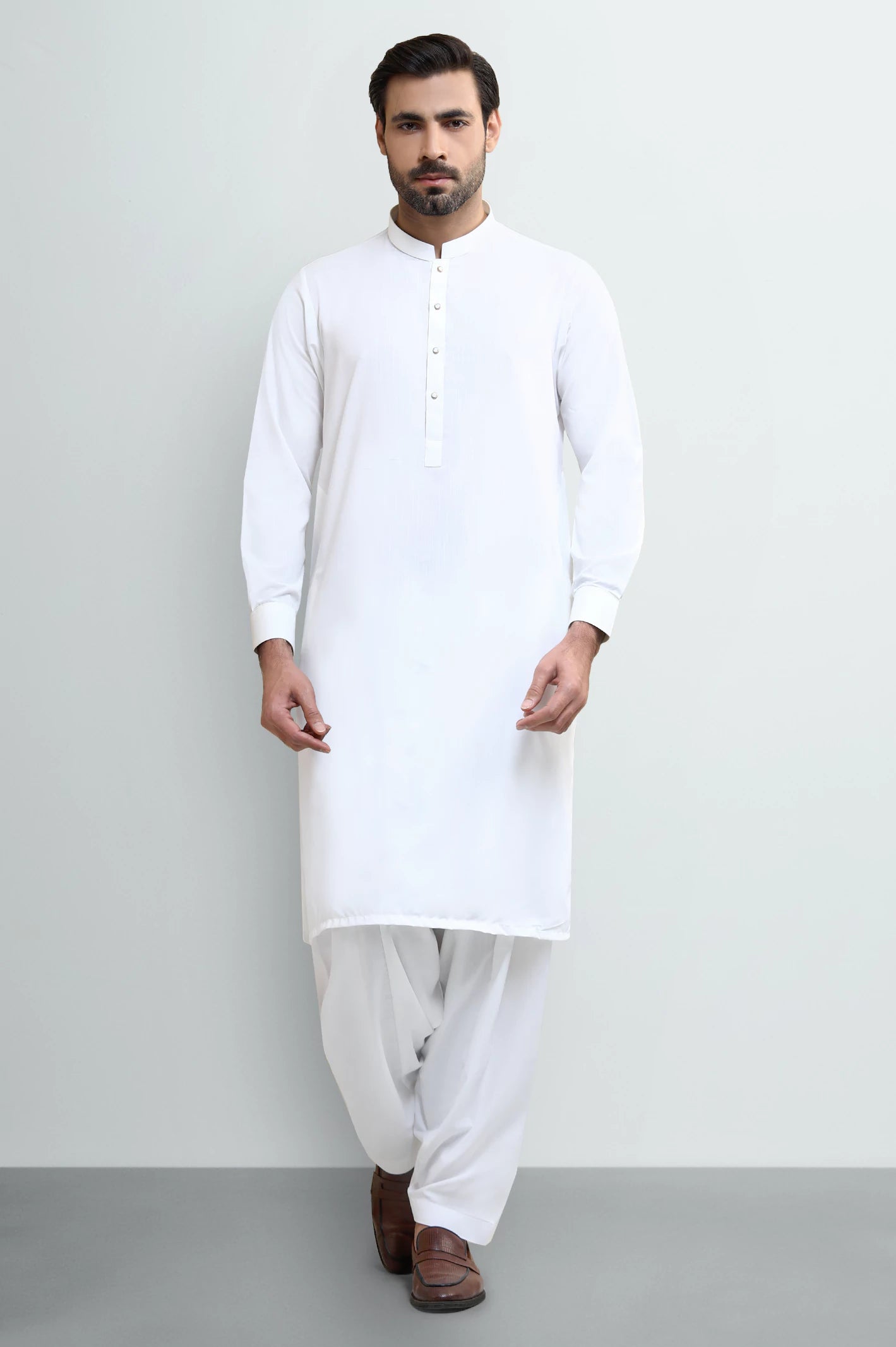 Off White Wash & Wear Shalwar Kameez - Image 2