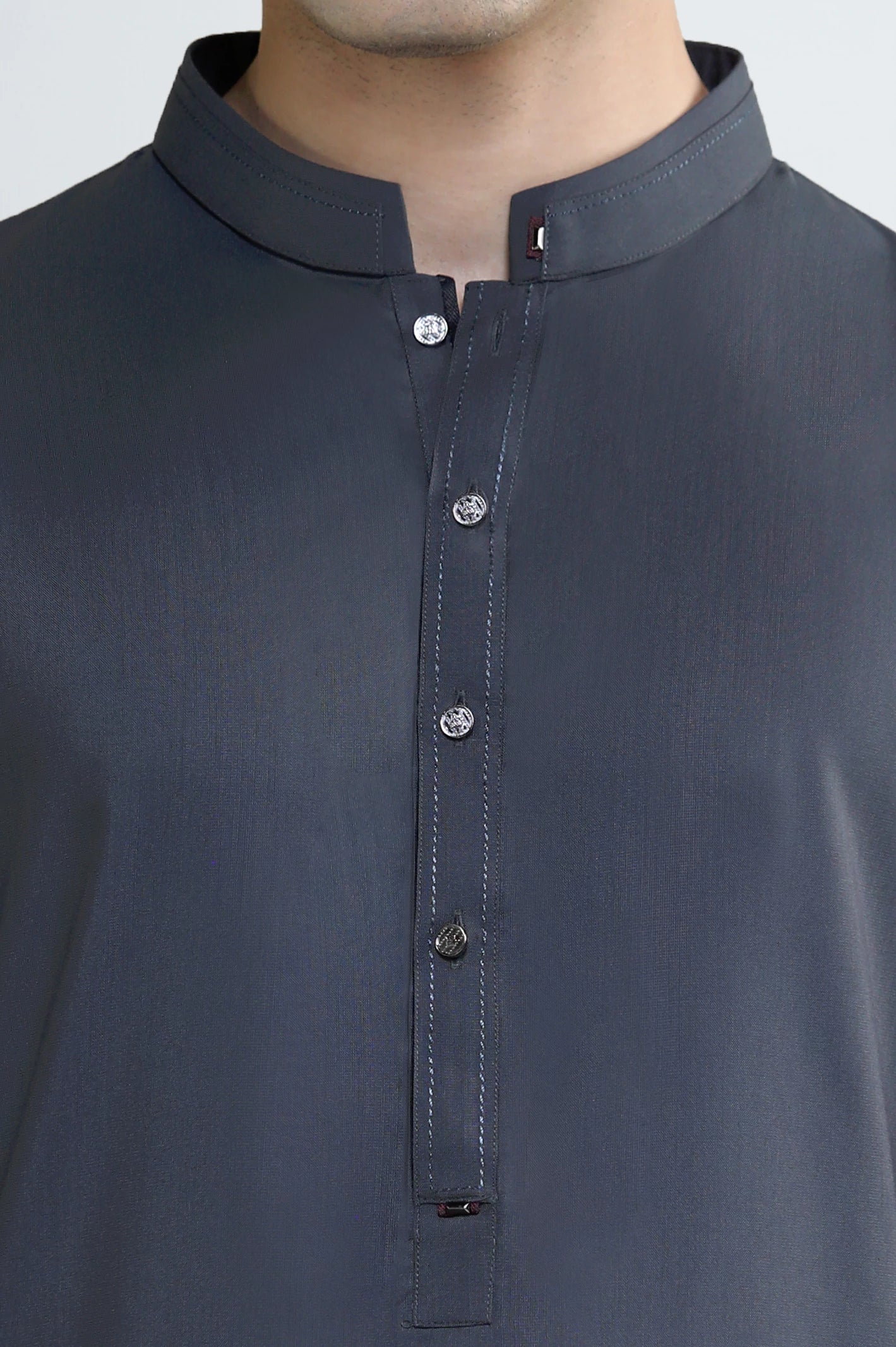 Dark Grey Wash & Wear Shalwar Kameez - Image 3