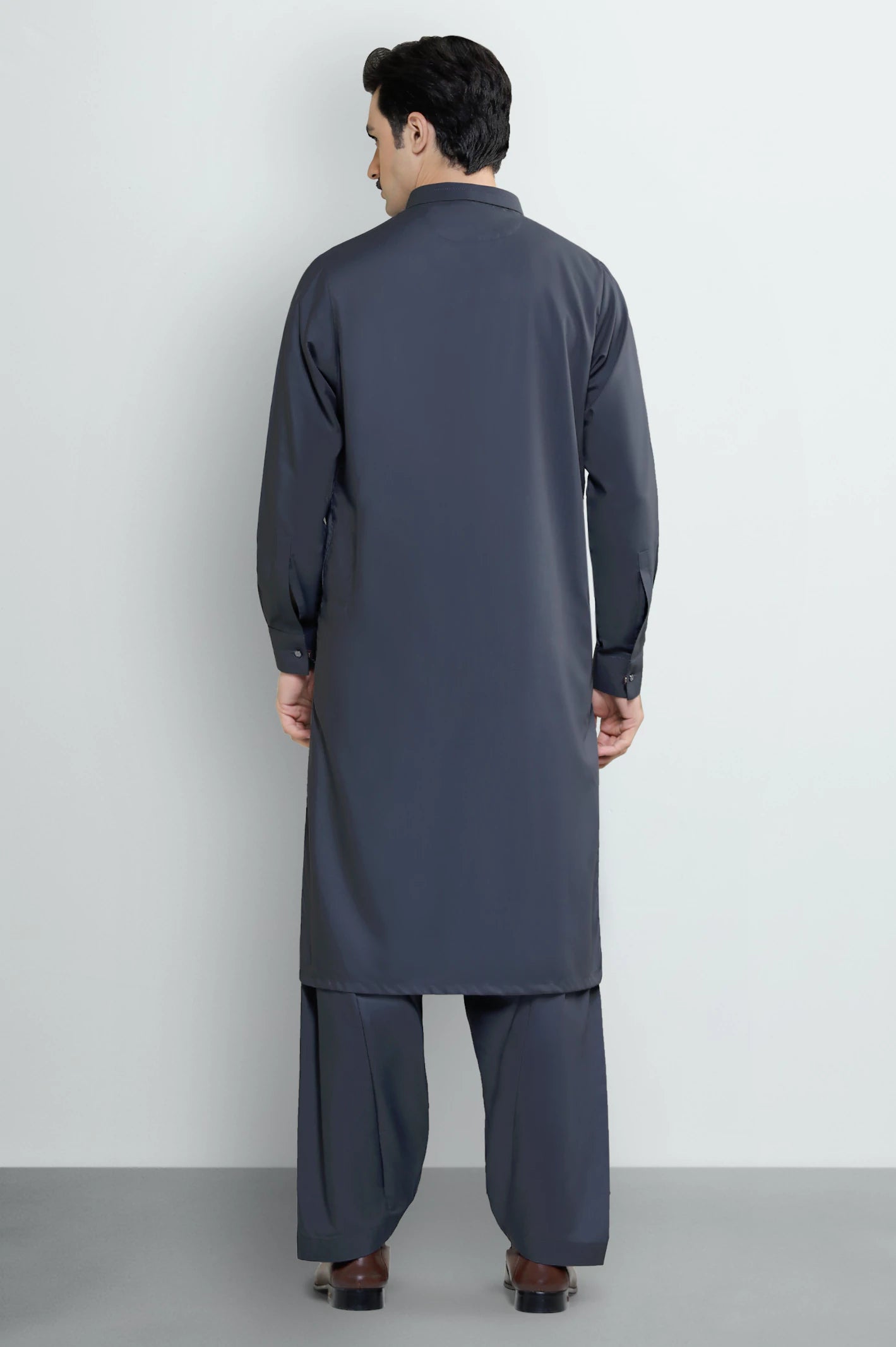 Dark Grey Wash & Wear Shalwar Kameez - Image 4