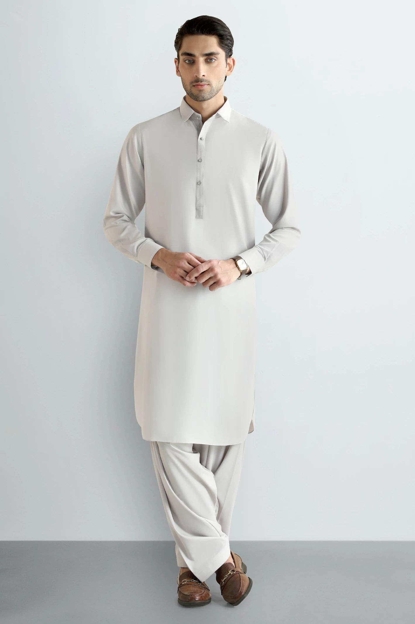 Beige Wash & Wear Shalwar Kameez - Image 2