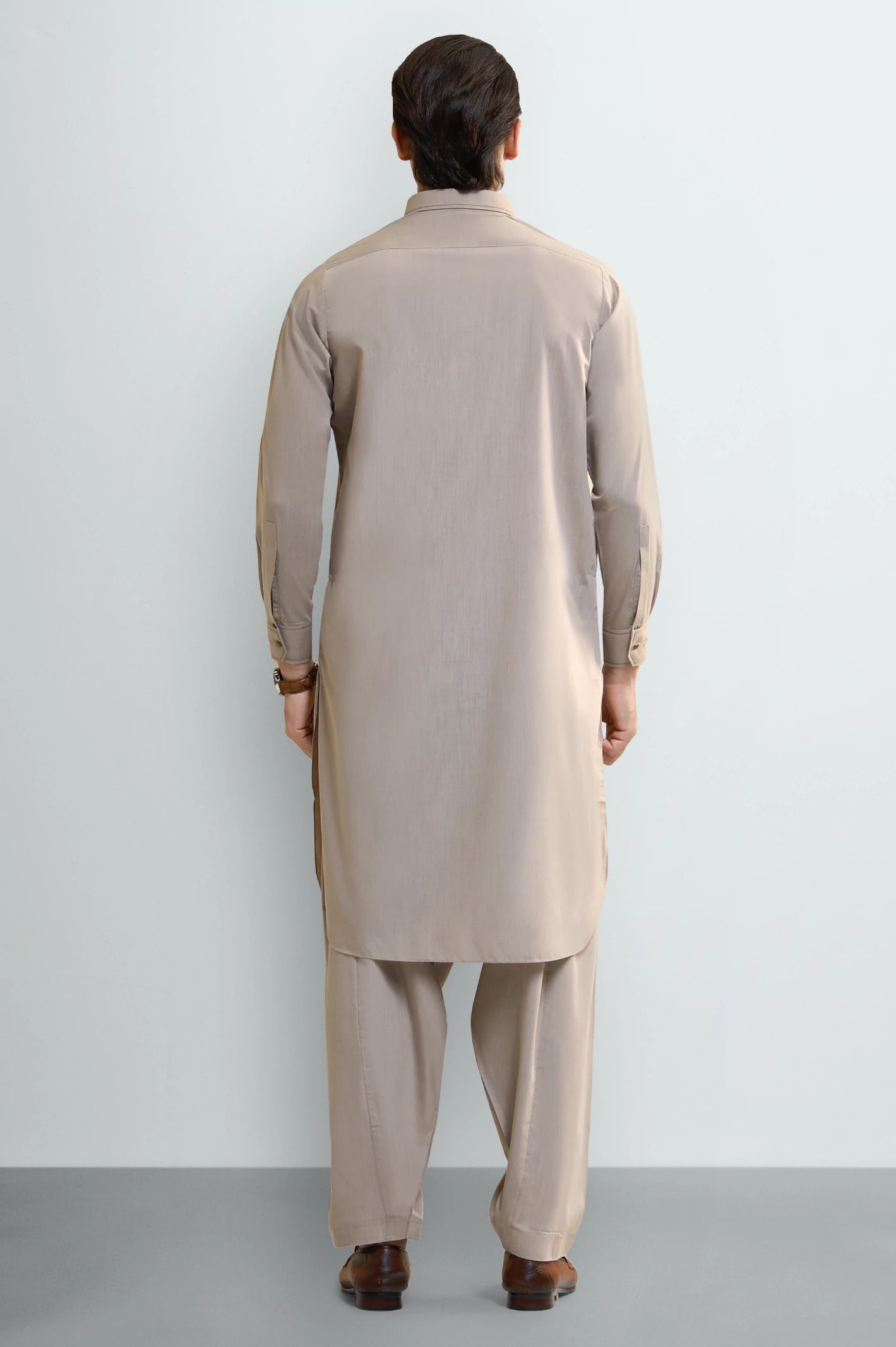 Brown Wash & Wear Shalwar Kameez - Image 4