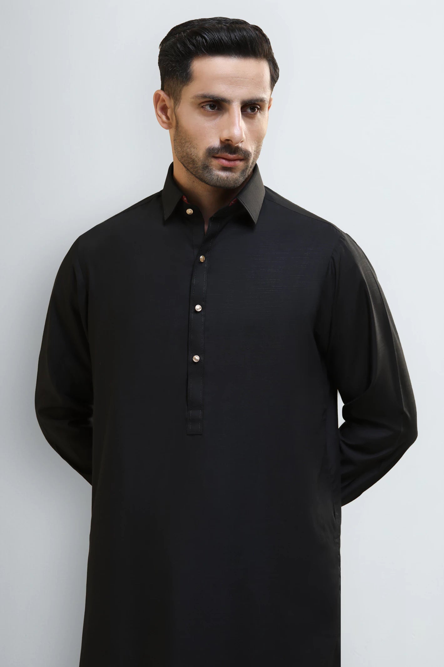 Black Wash & Wear Shalwar Kameez - Image 2