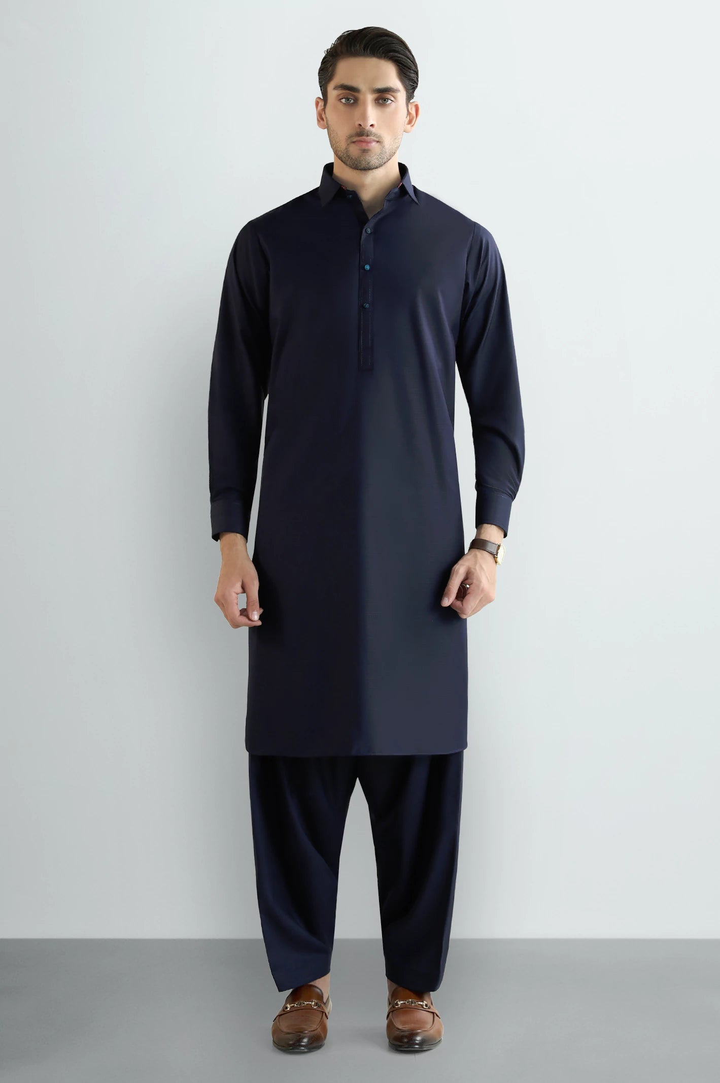 Navy Blue Wash & Wear Shalwar Kameez - Image 2