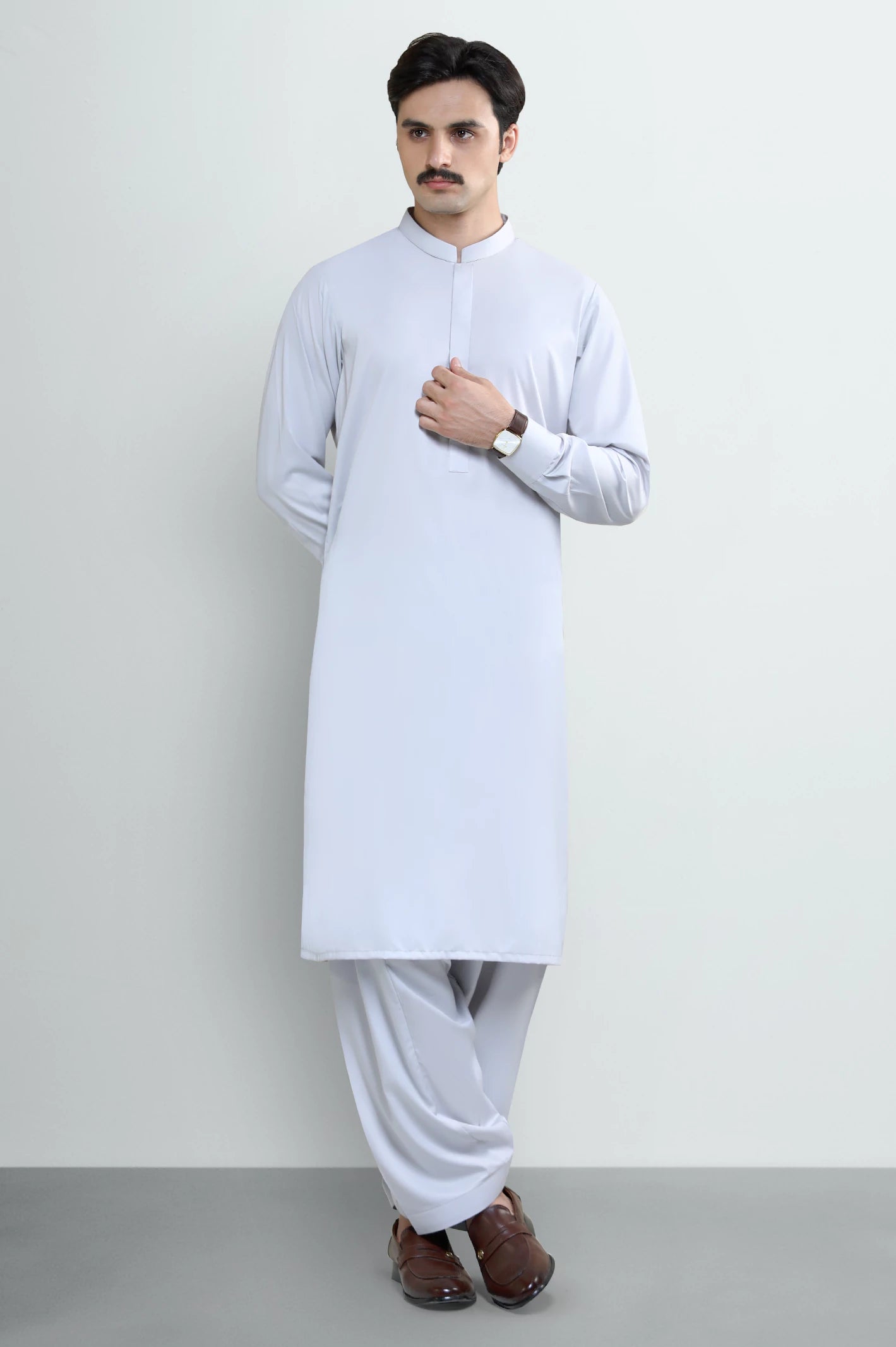 Ash Grey Wash & Wear Shalwar Kameez - Image 2