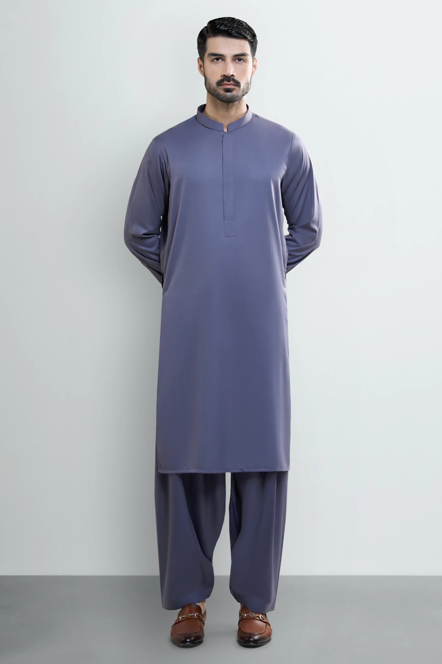 Grey Wash & Wear Shalwar Kameez - Image 2