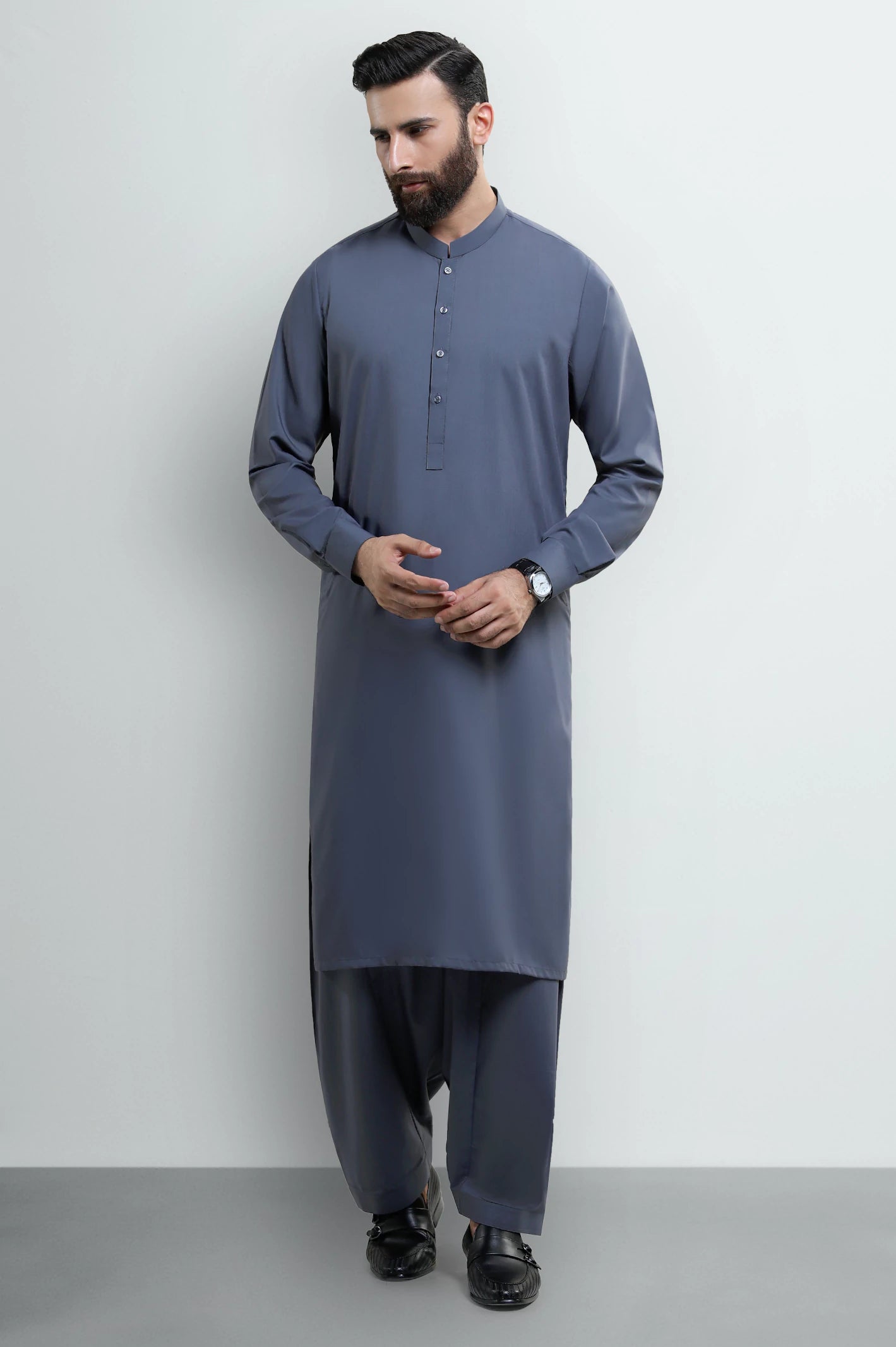 Charcoal Wash & Wear Shalwar Kameez - Image 2