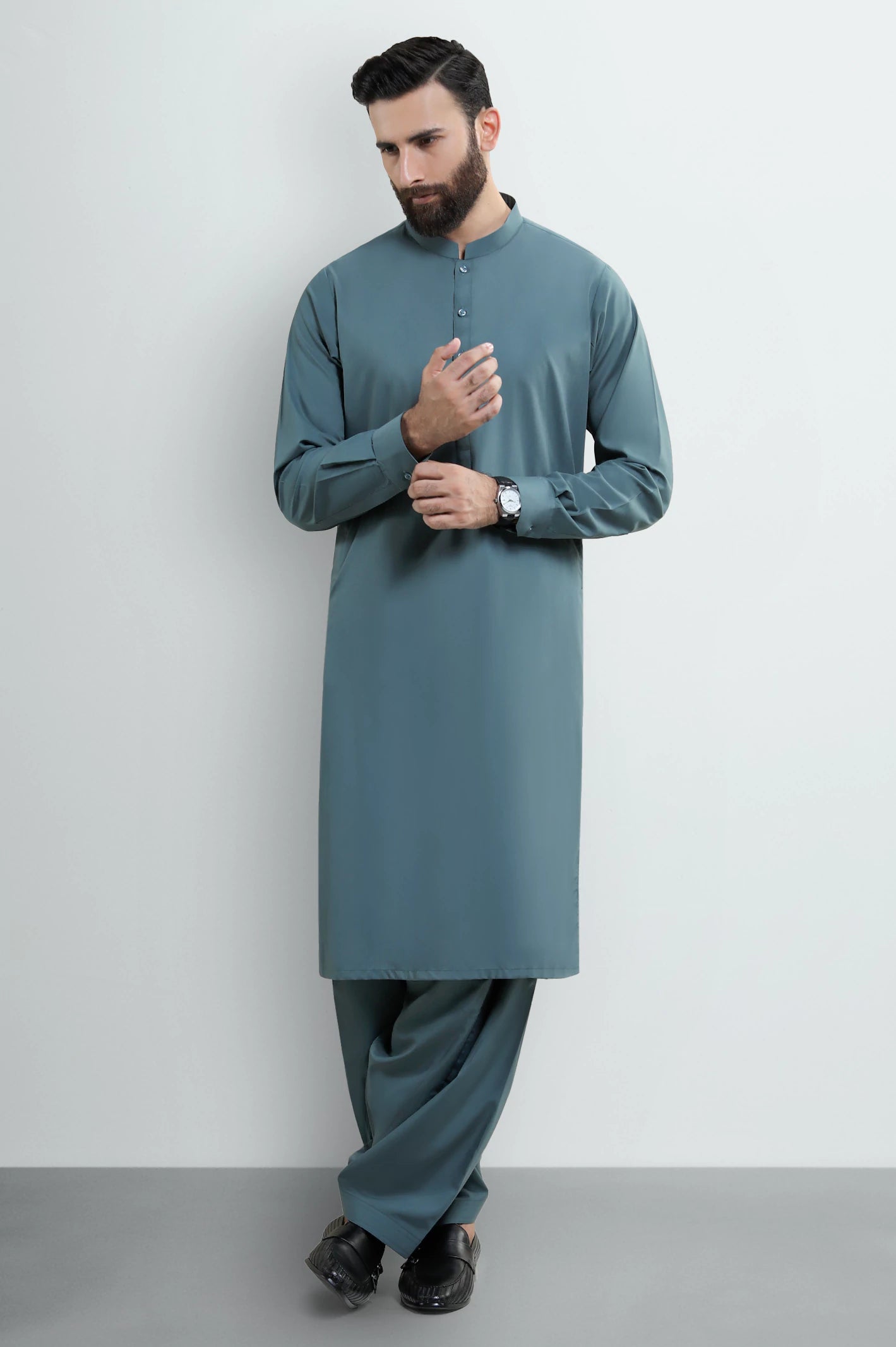 Green Wash & Wear Shalwar Kameez - Image 2