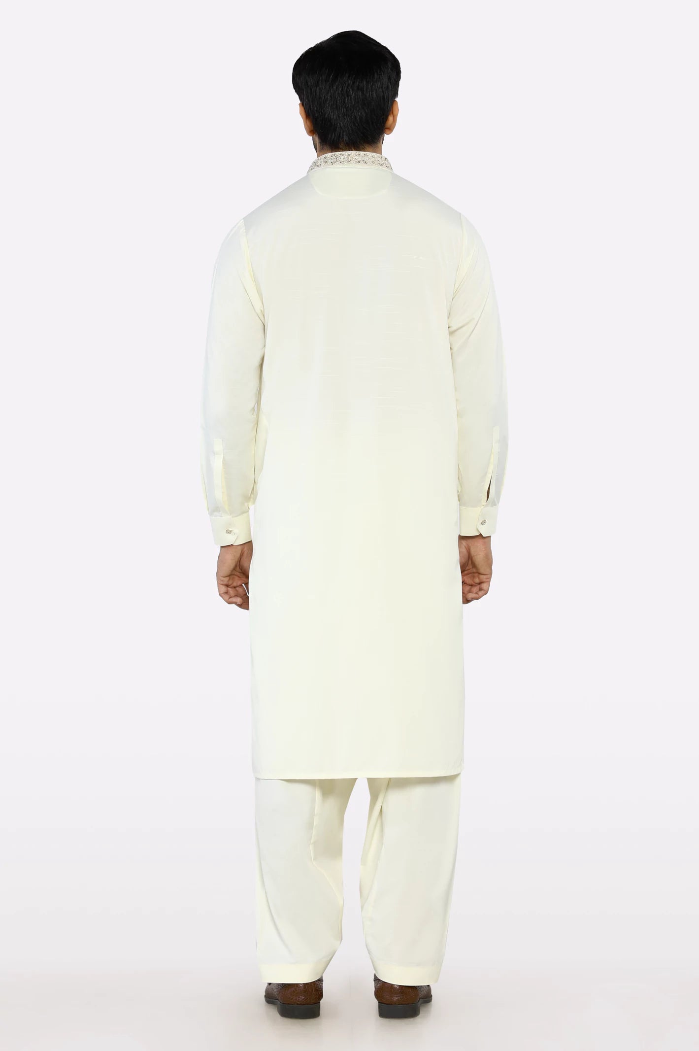 Cream Wash & Wear Shalwar Kameez - Image 3