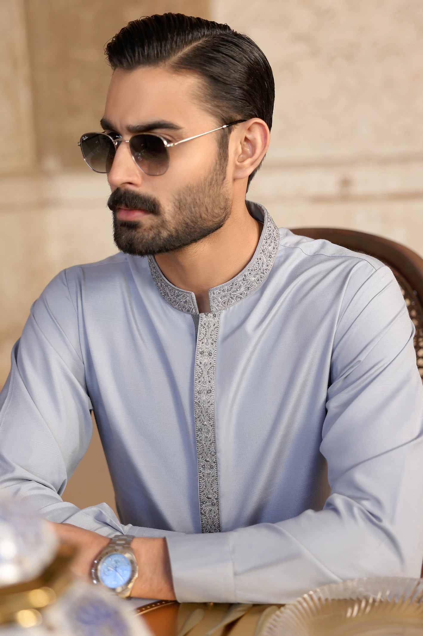 Light Grey Wash & Wear Shalwar Kameez - Image 4