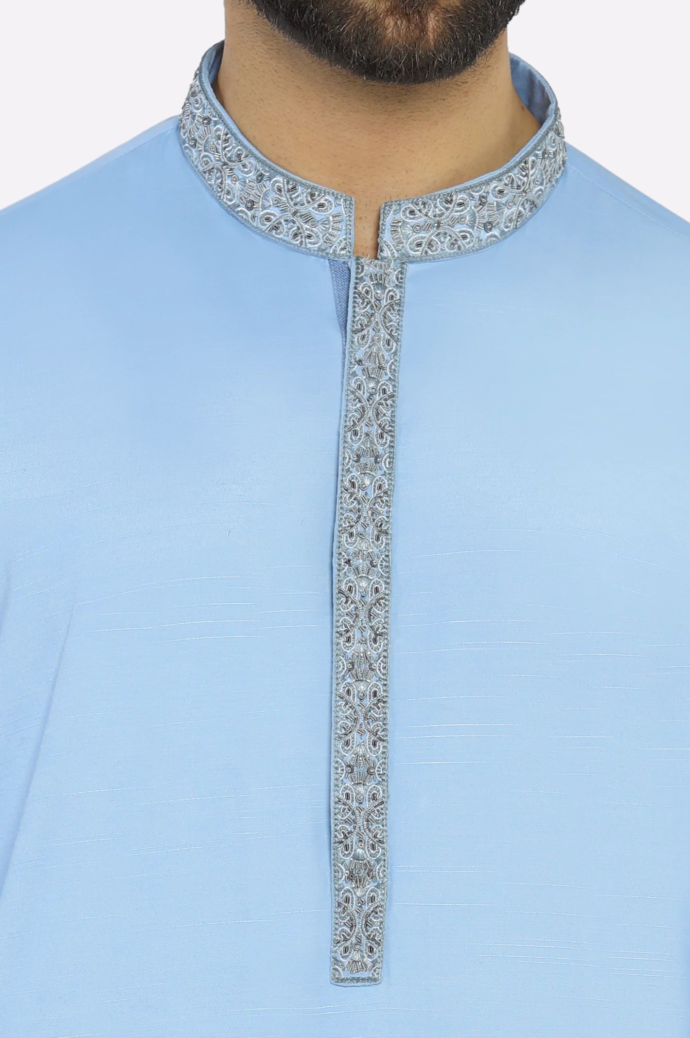 Sky Blue Wash & Wear Shalwar Kameez - Image 3