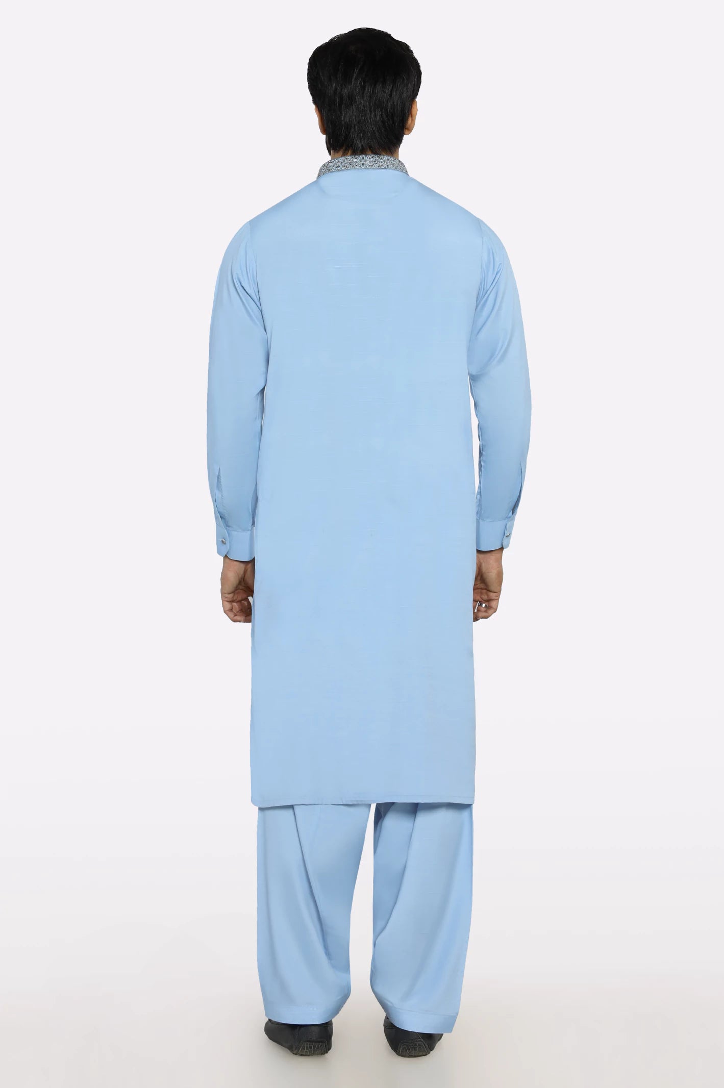 Sky Blue Wash & Wear Shalwar Kameez - Image 4