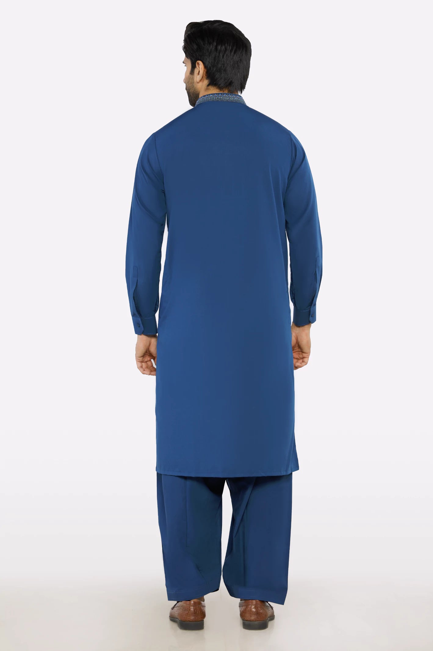 Dark Blue Wash & Wear Shalwar Kameez - Image 3