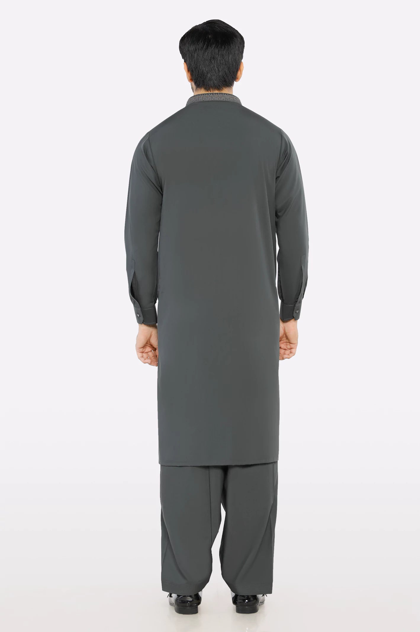 Dark Grey Wash & Wear Shalwar Kameez - Image 3