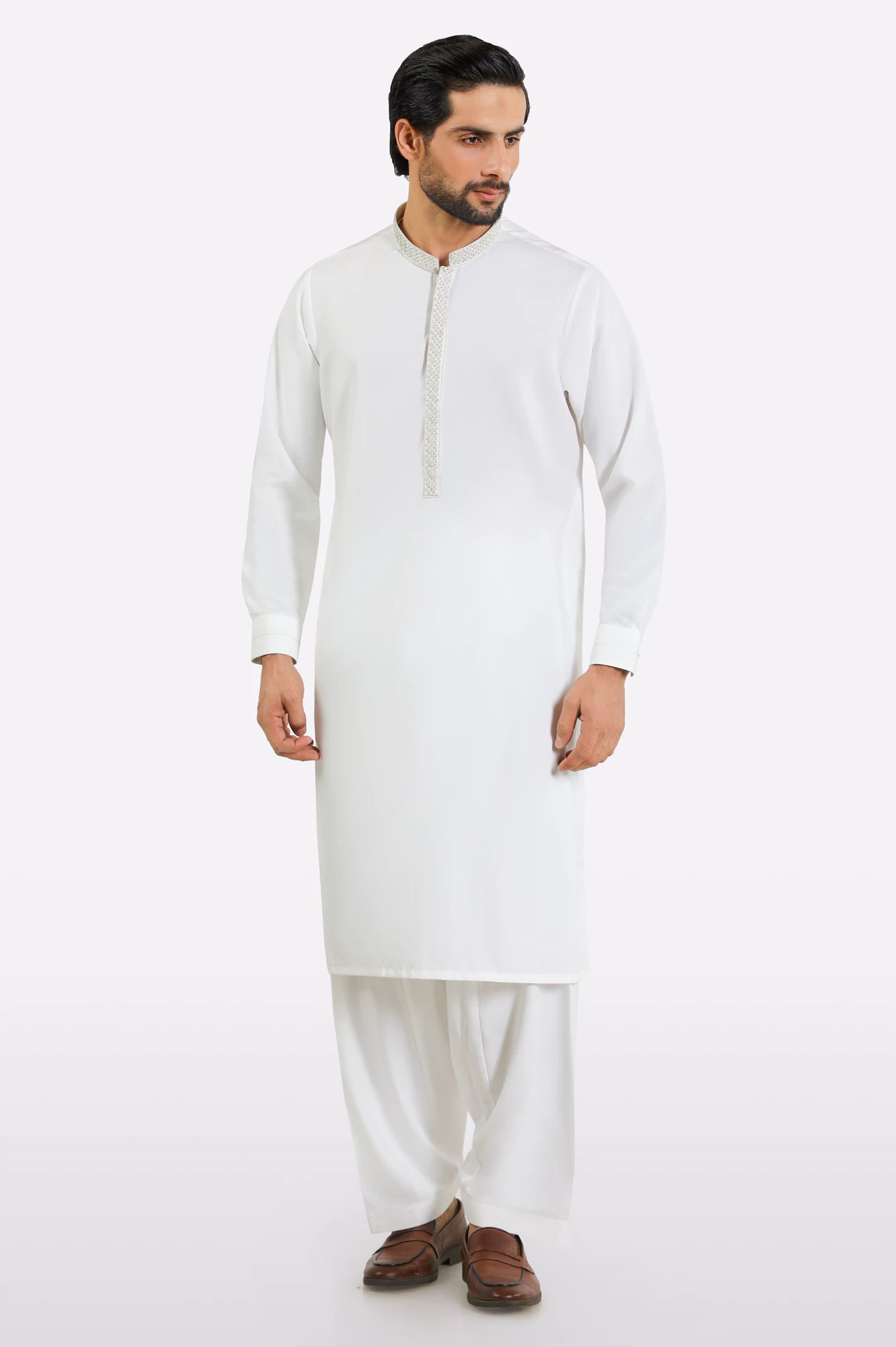 Off White Wash & Wear Shalwar Kameez - Image 2